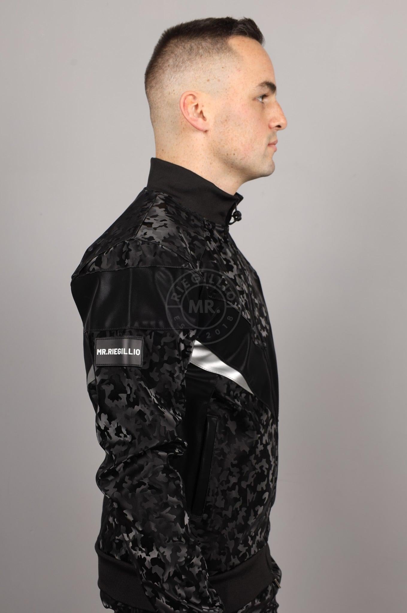 Camo Vegan Leather Tracksuit Jacket at MR. Riegillio