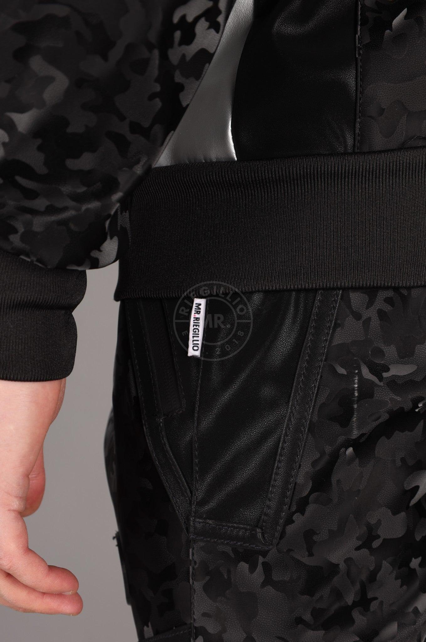 Camo Vegan Leather Tracksuit Pants at MR. Riegillio