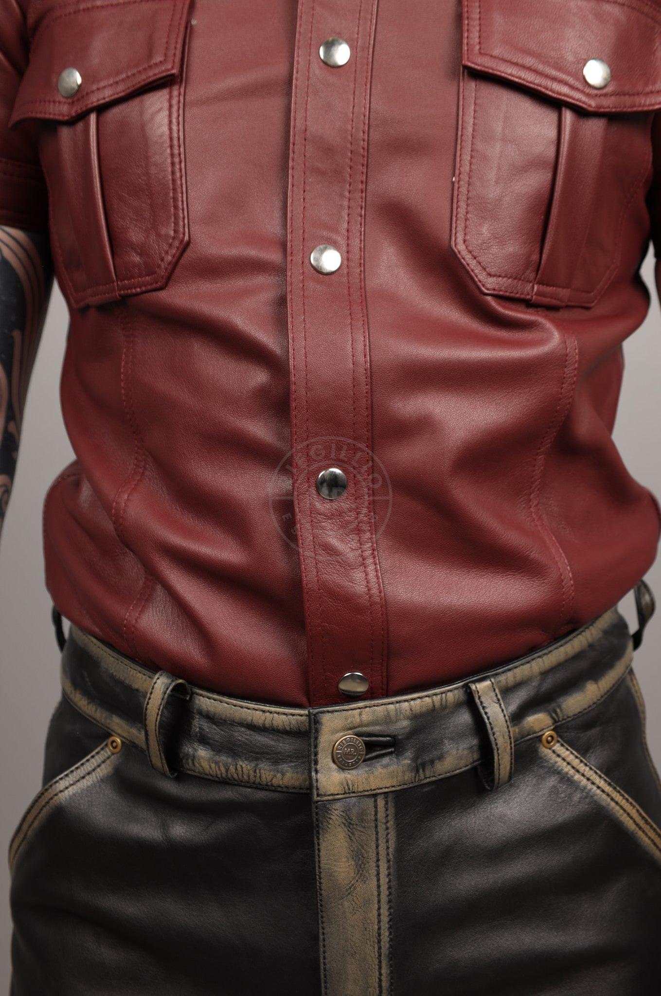 Burgundy Leather Shirt at MR. Riegillio