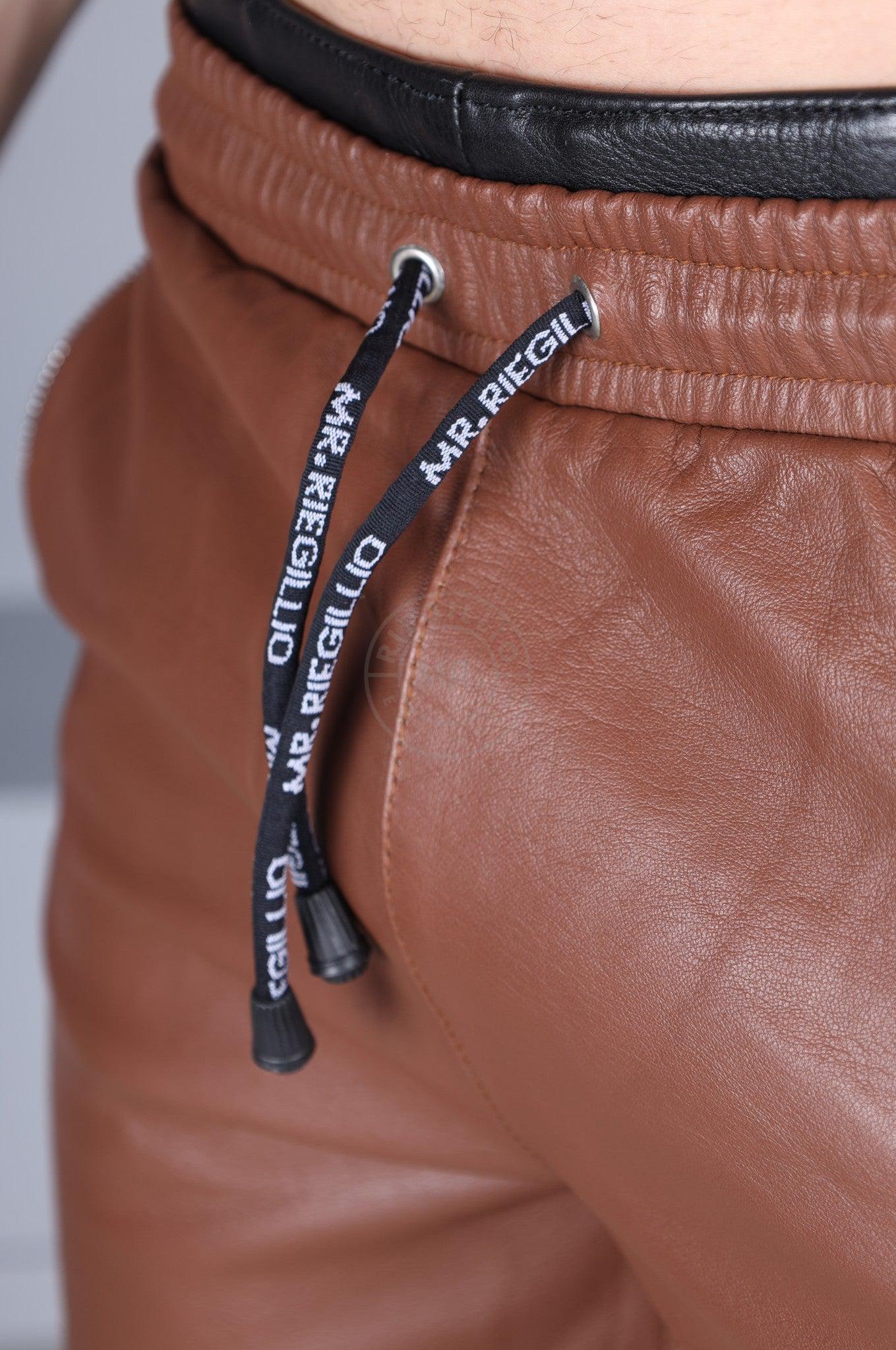 Cinnamon Brown Leather Track Short at MR. Riegillio