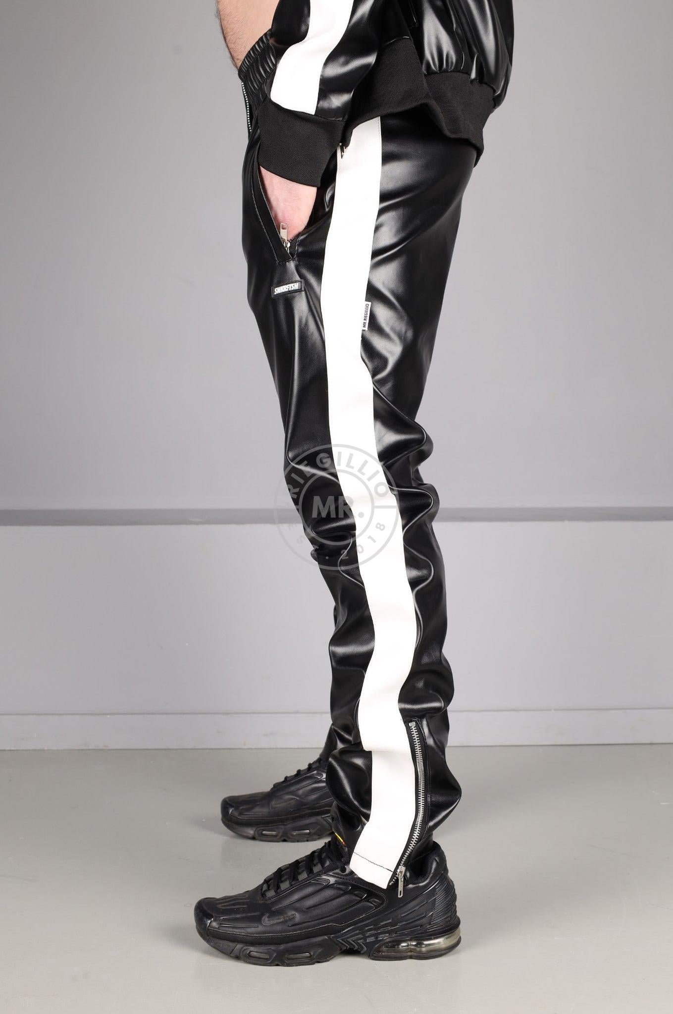 MR. X SNKRFTSH Tracksuit Pants - White Stripe at MR. Riegillio