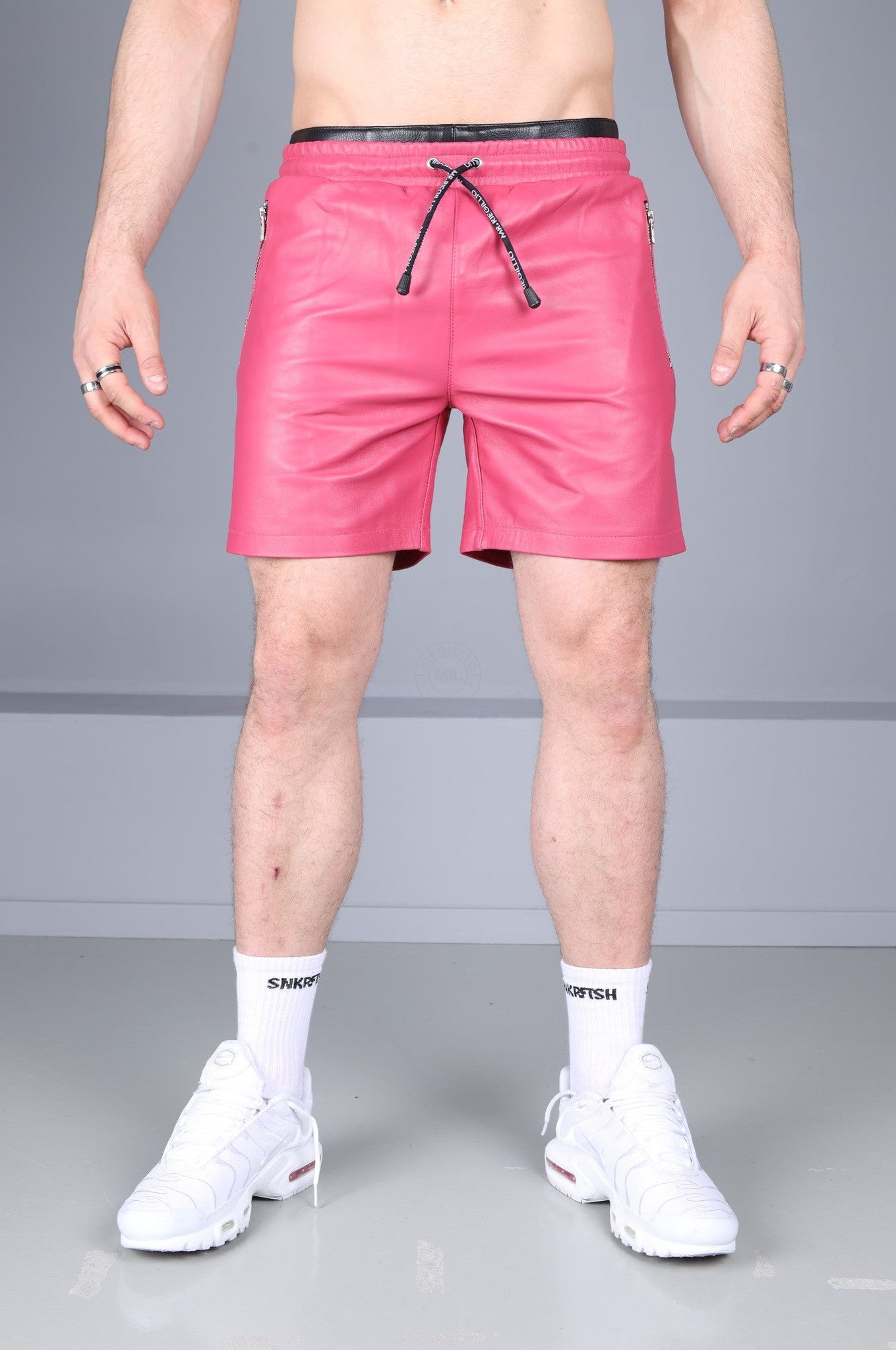 Pink Leather Track Short at MR. Riegillio