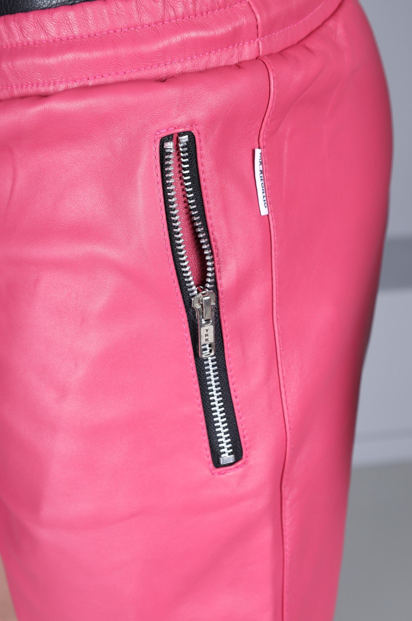 Pink Leather Track Short at MR. Riegillio