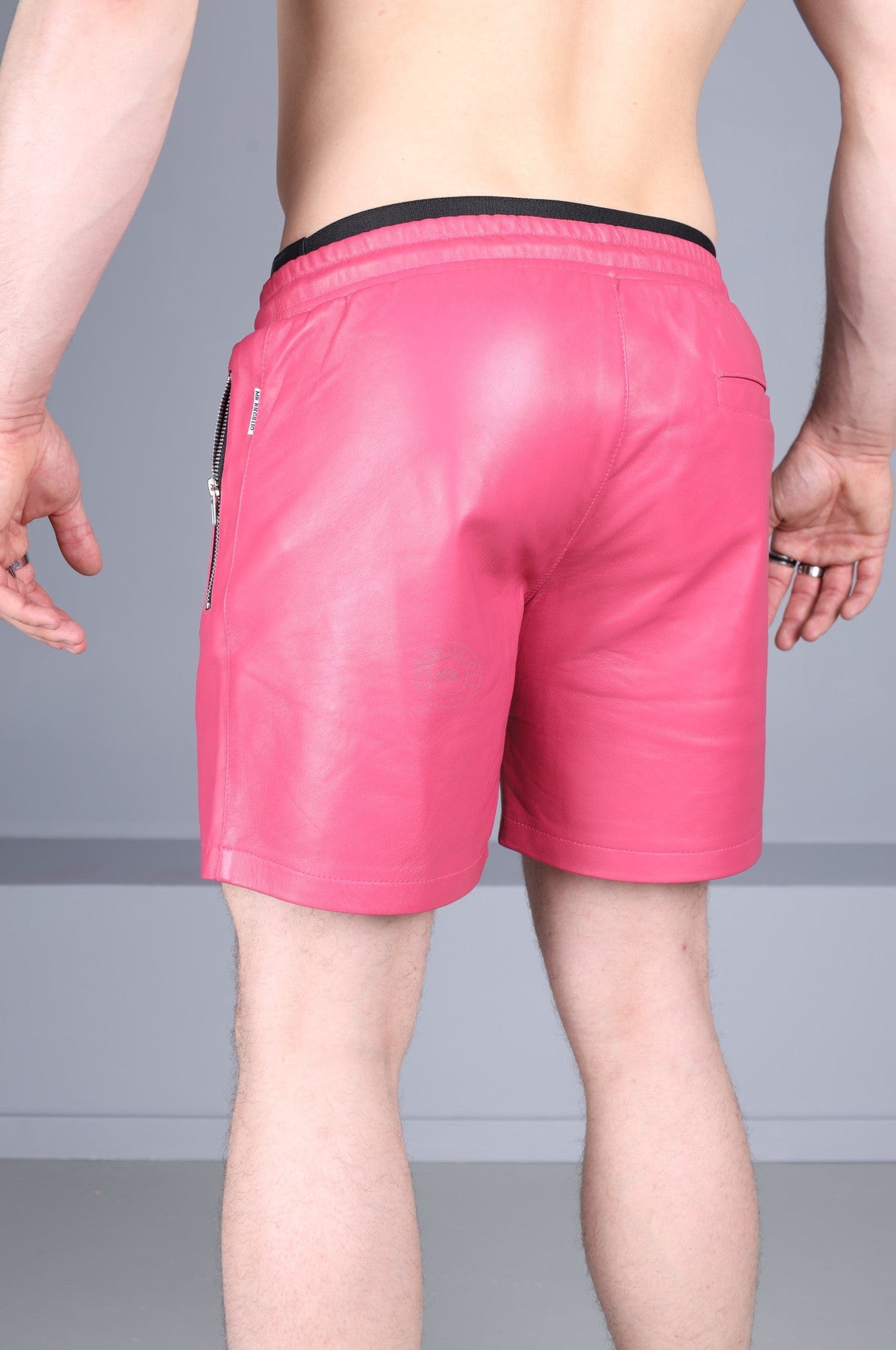 Pink Leather Track Short at MR. Riegillio