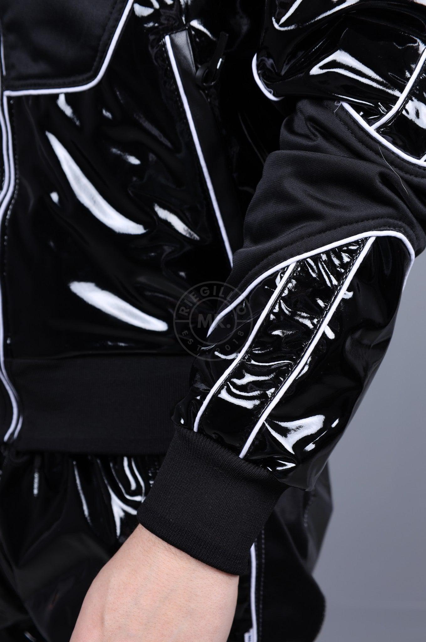 PVC 24 Tracksuit Jacket - Black with White Piping at MR. Riegillio