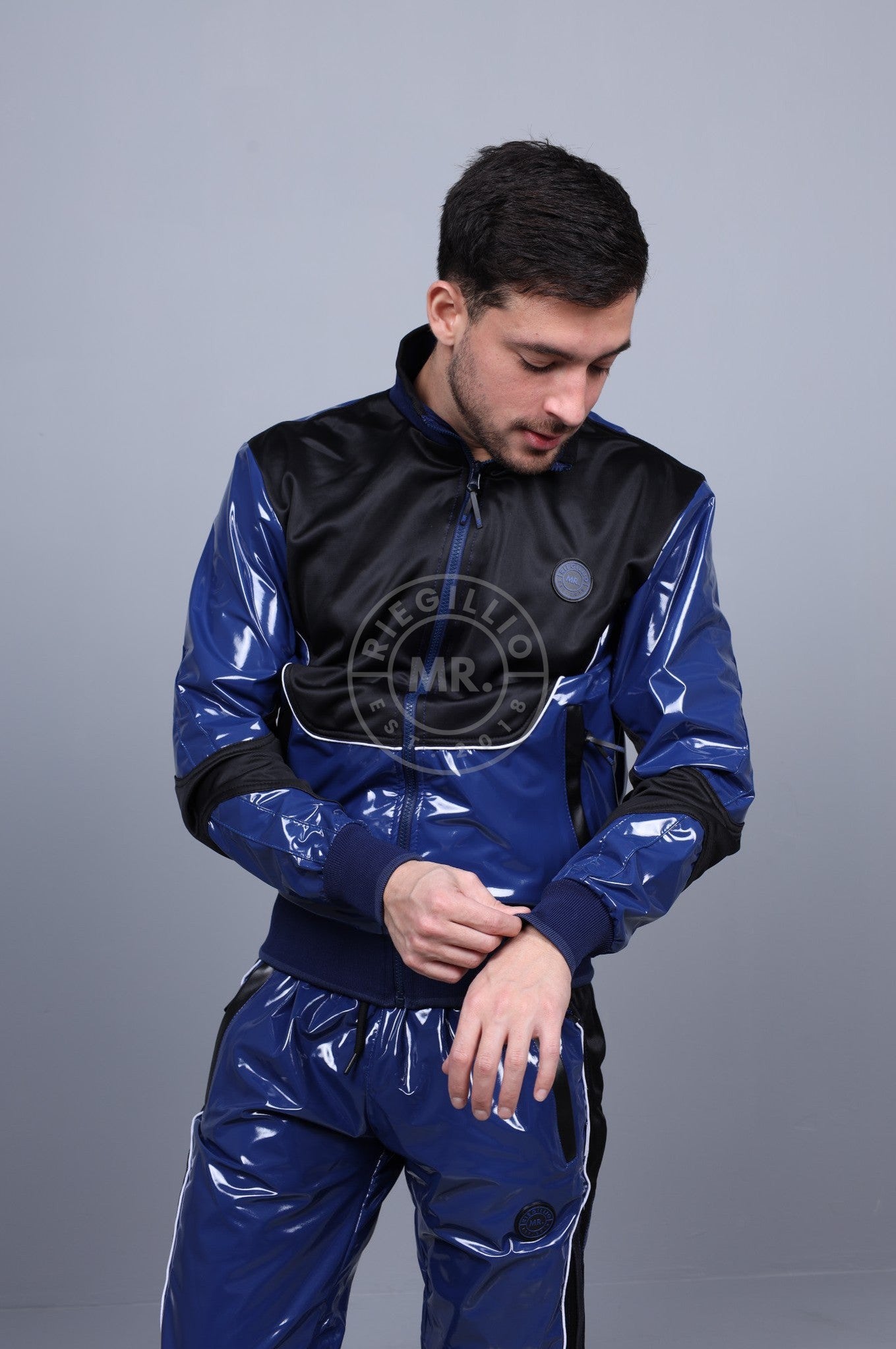 PVC 24 Tracksuit Jacket - Blue at MR. Riegillio