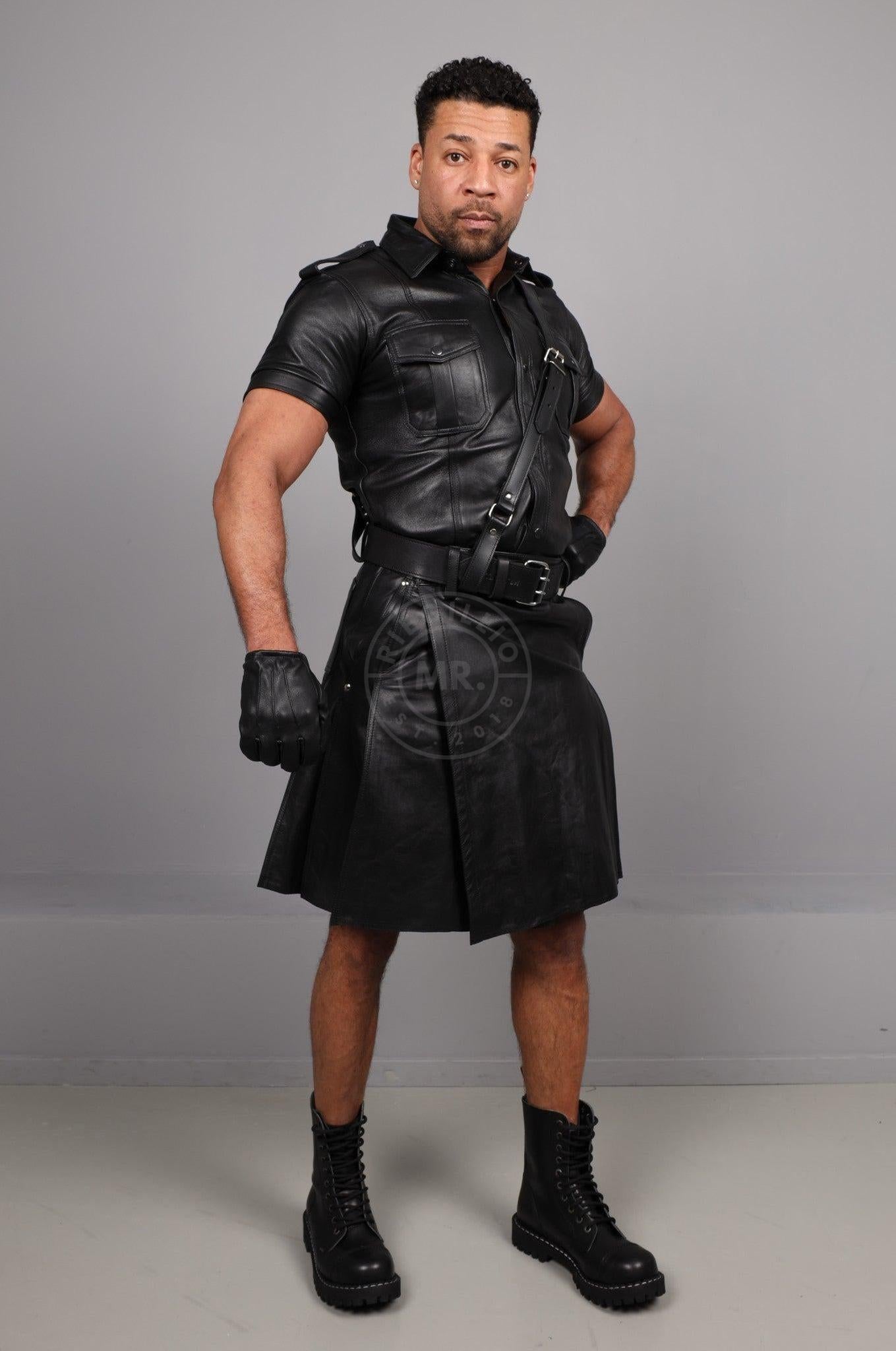 Black Leather Kilt at MR. Riegillio