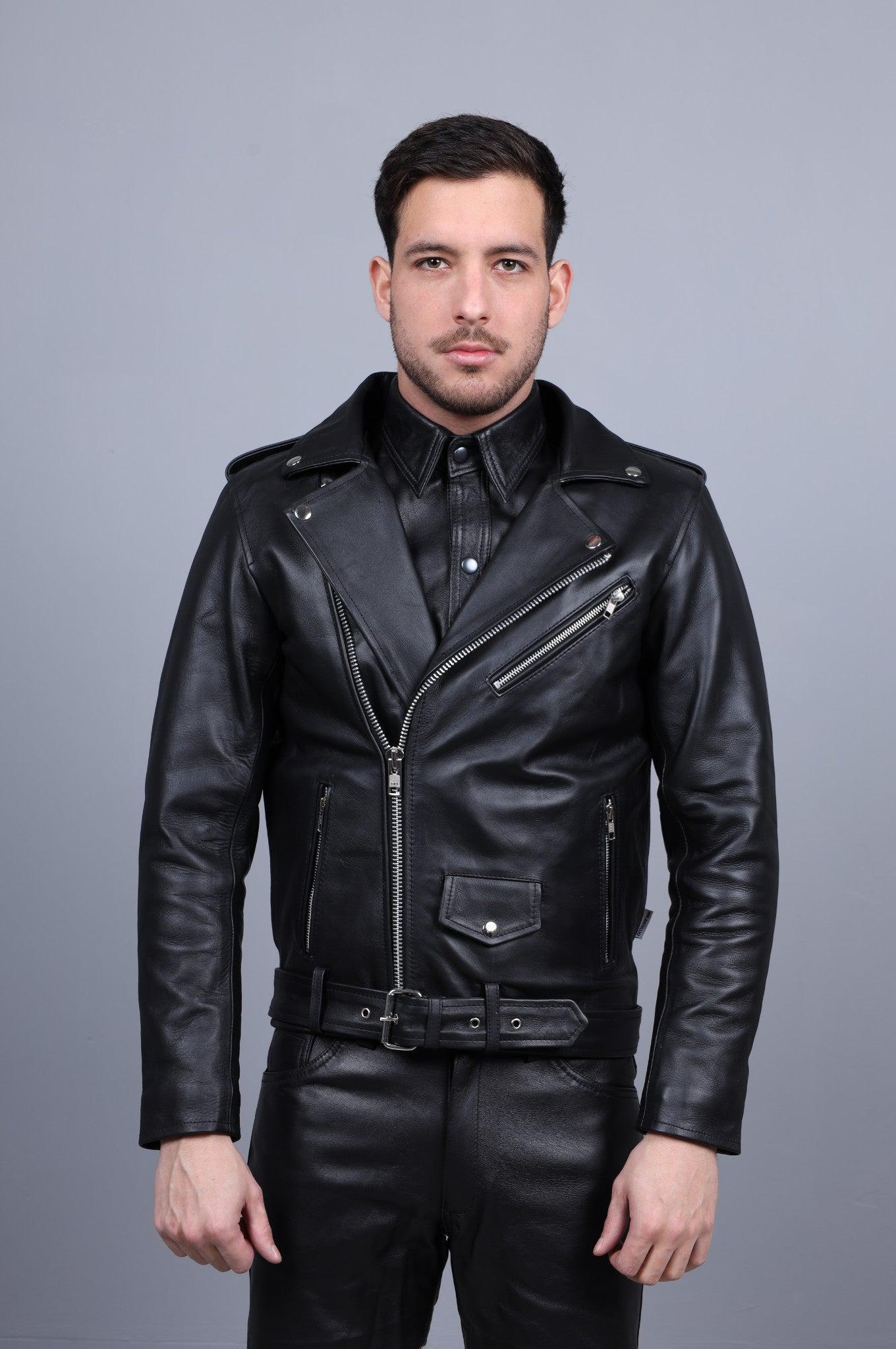 Leather Brando Jacket - Black at MR. Riegillio