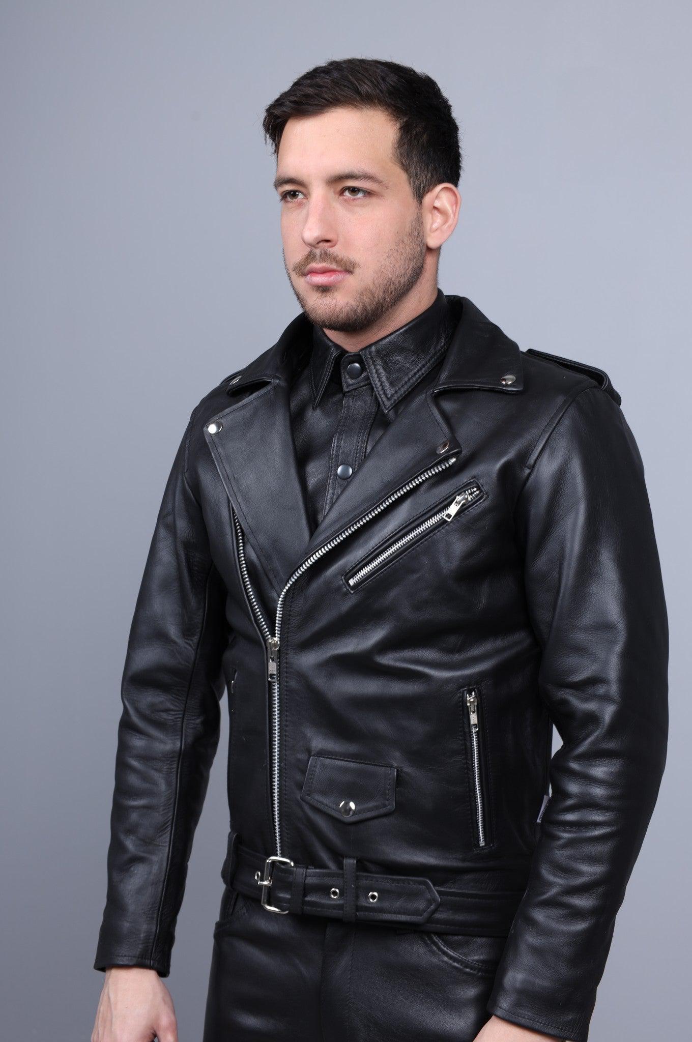 Leather Brando Jacket - Black at MR. Riegillio