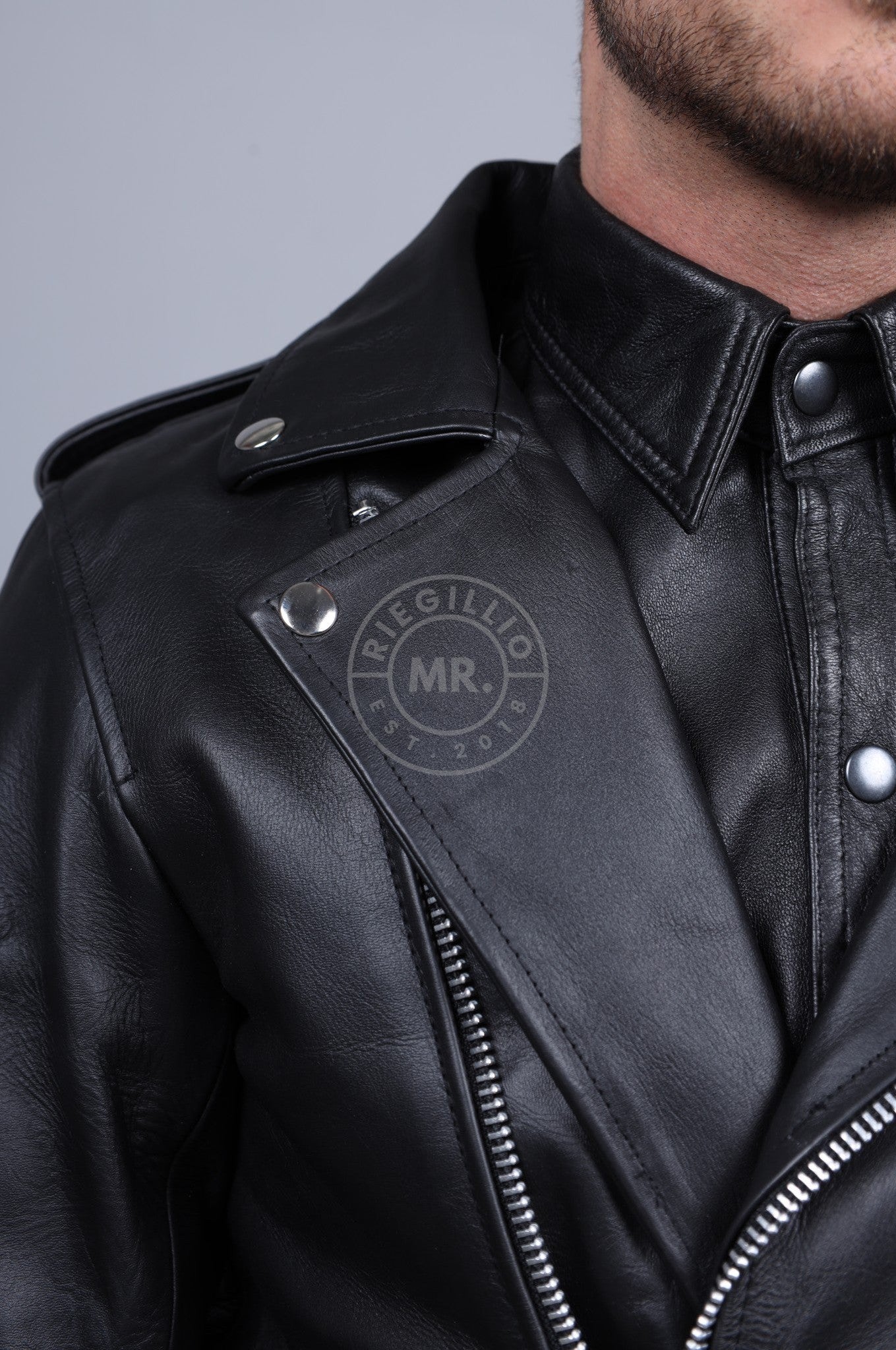 Leather Brando Jacket - Black at MR. Riegillio