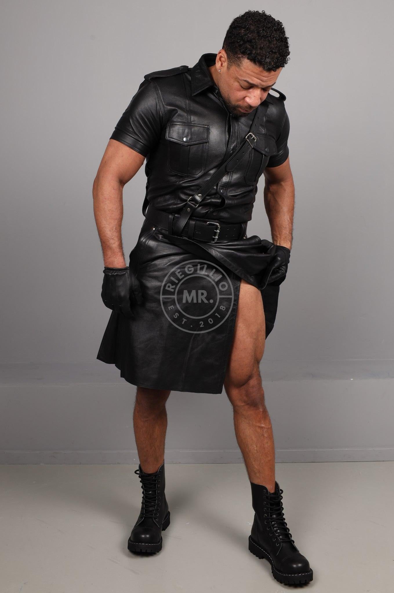 Black Leather Kilt at MR. Riegillio