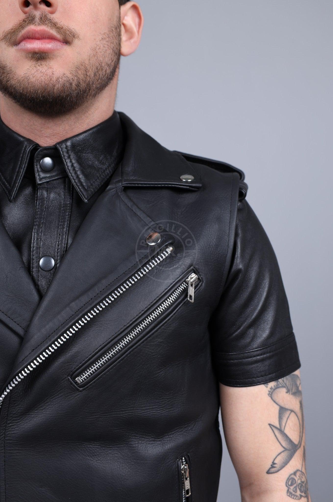 Leather Brando Sleeveless Jacket at MR. Riegillio