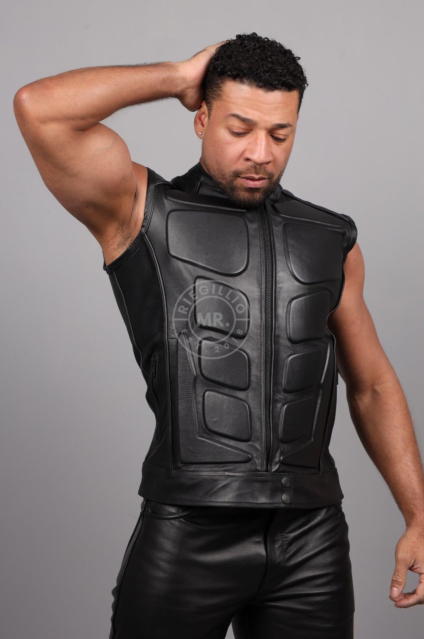 Black Leather Bullet Vest at MR. Riegillio