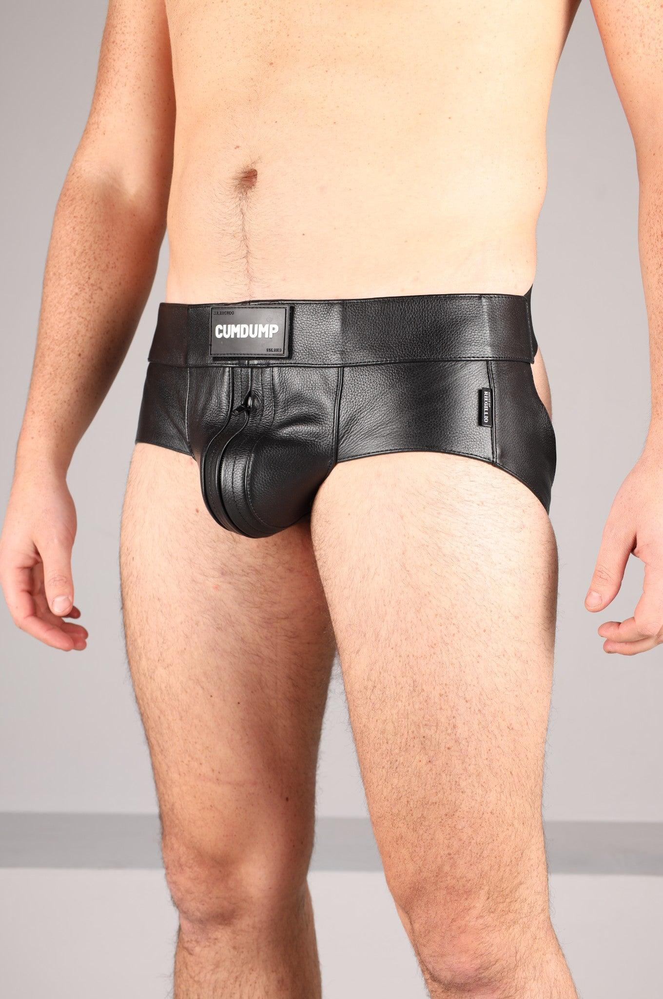 Power Leather Velcro Jockstrap - Full Black at MR. Riegillio