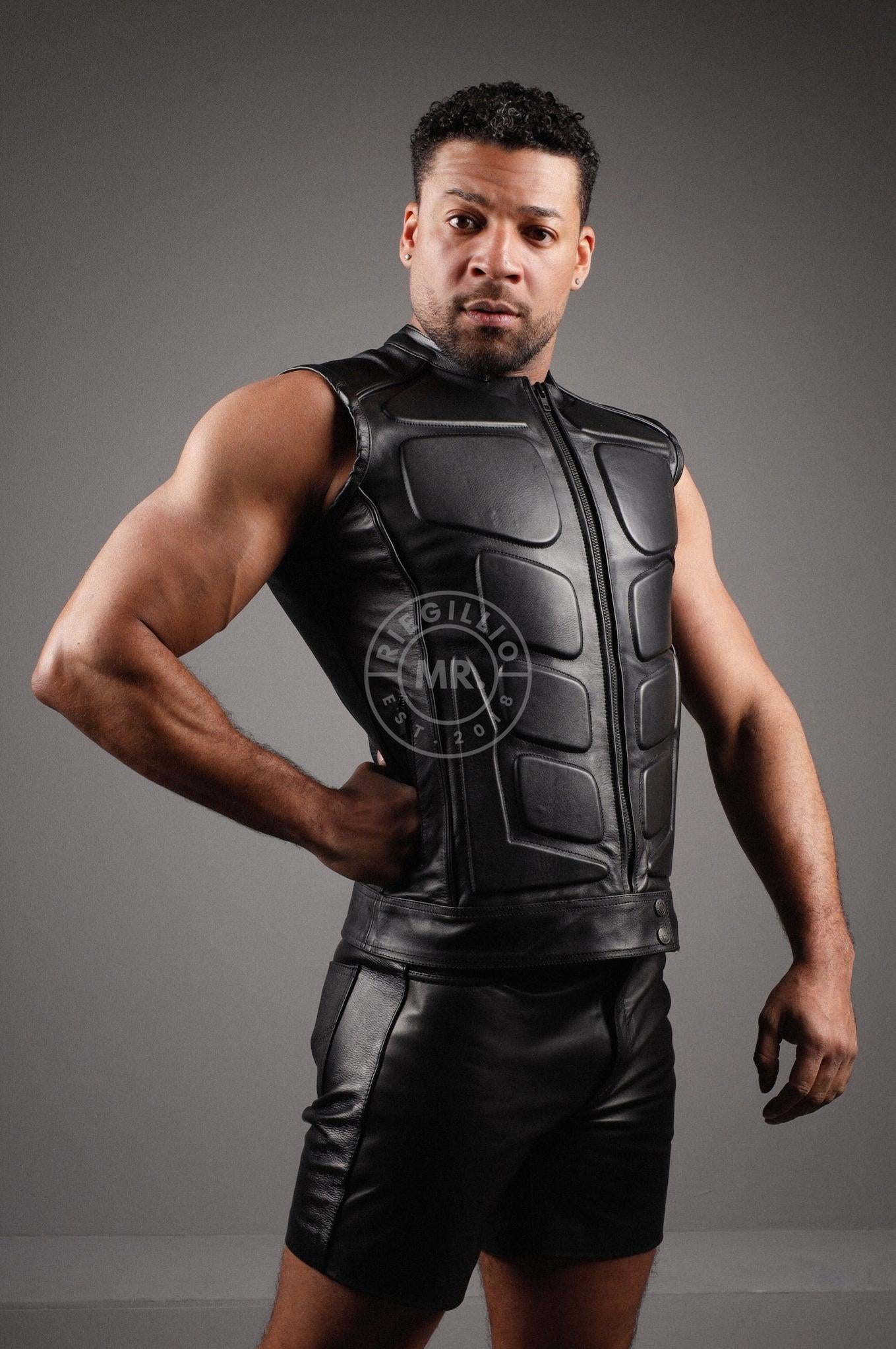 Black Leather Bullet Vest at MR. Riegillio