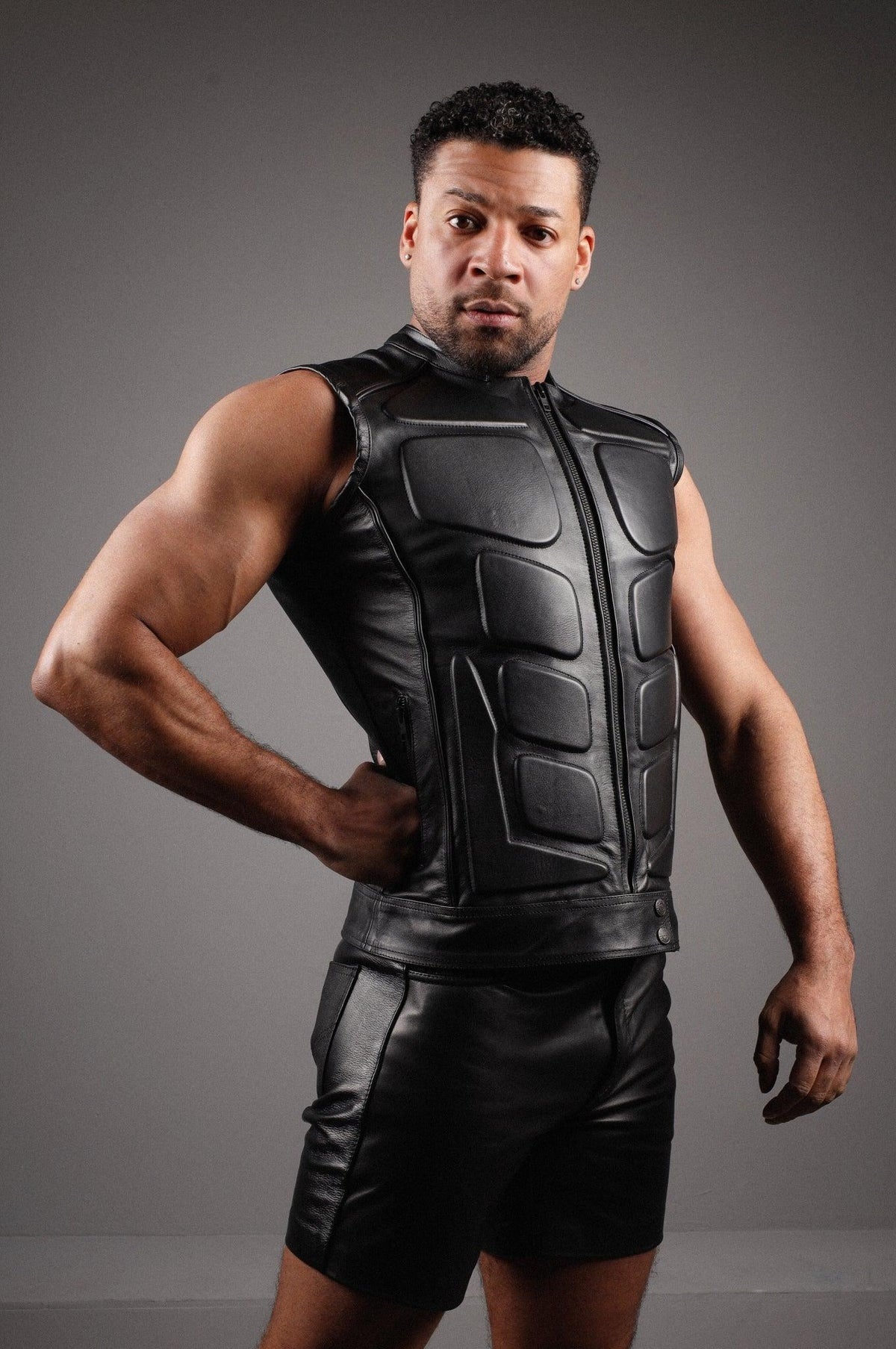 Black Leather Bullet Vest by MR. Riegillio