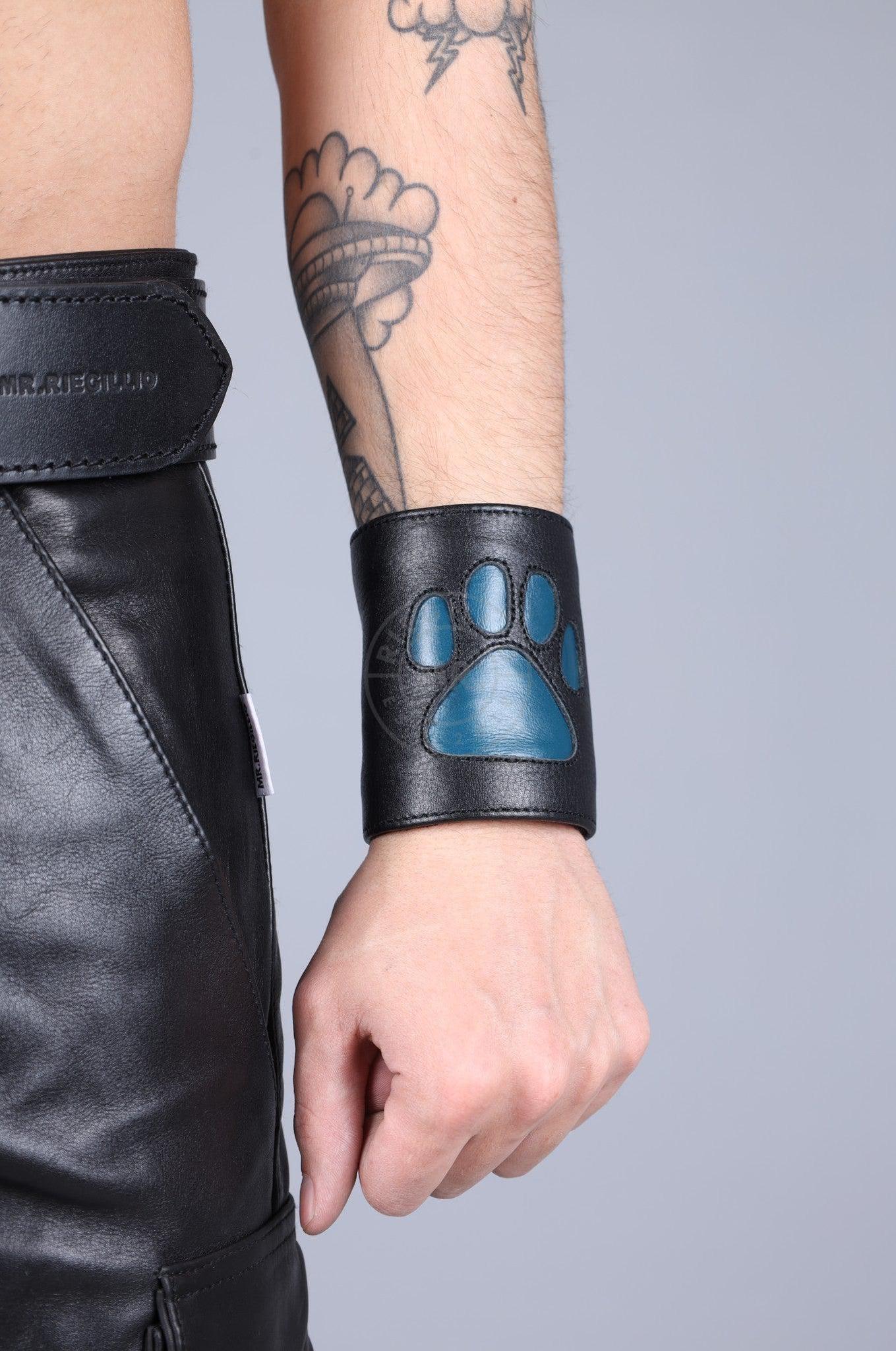 Black Leather Puppy Wrist Wallet - Jeans Blue at MR. Riegillio