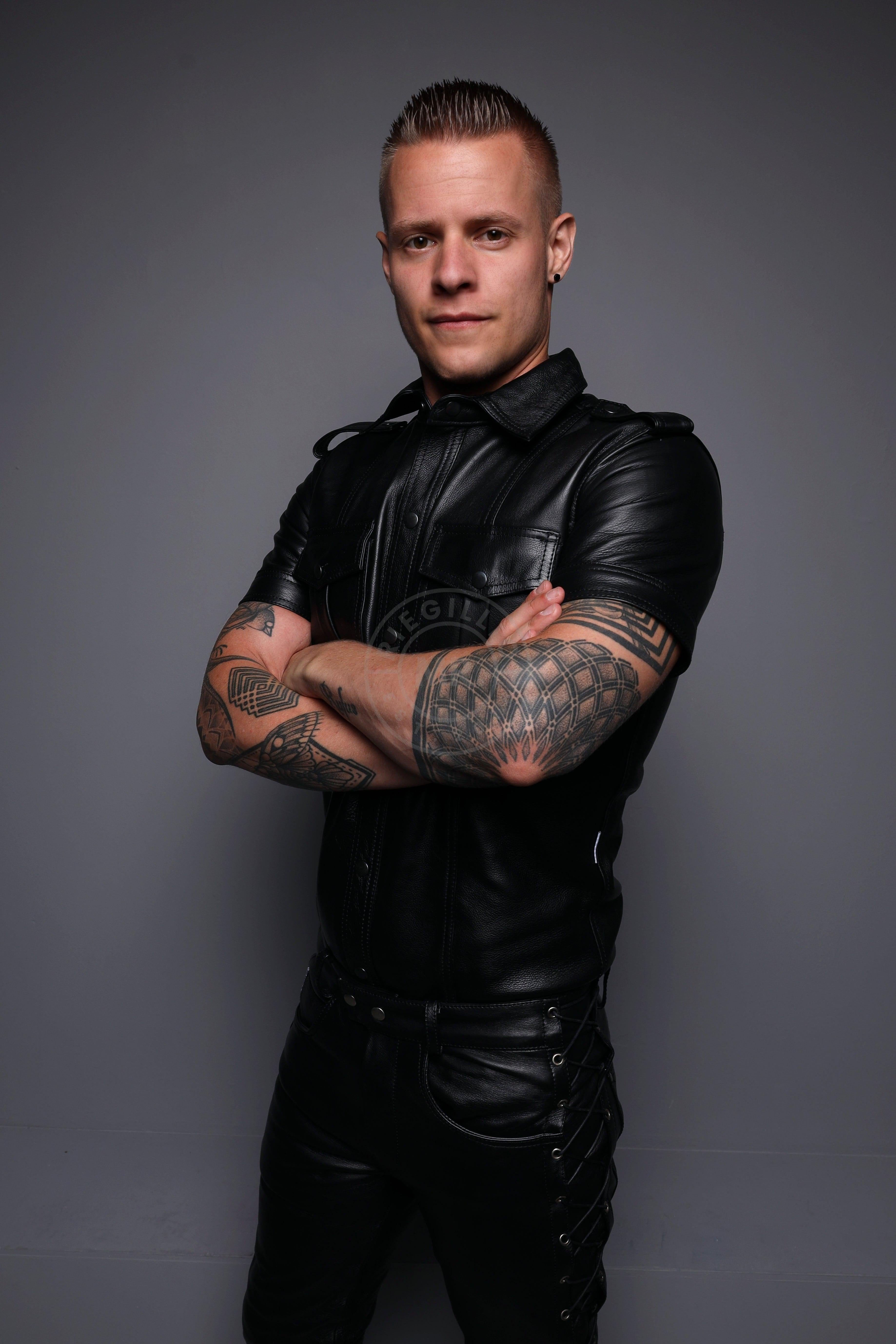 Berlin Black Leather Shirt at MR. Riegillio