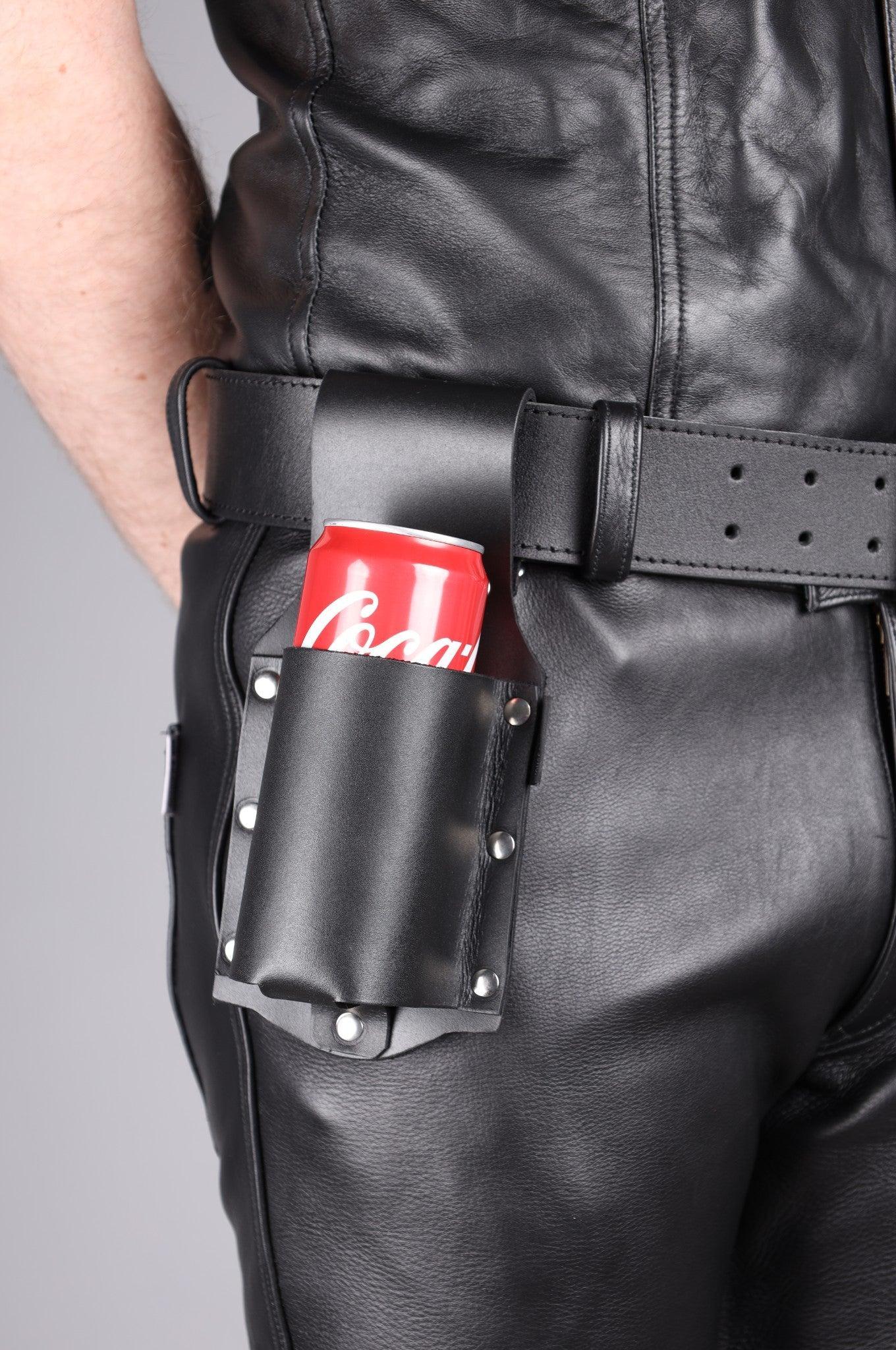 Black Leather Bottle Holder - Small at MR. Riegillio