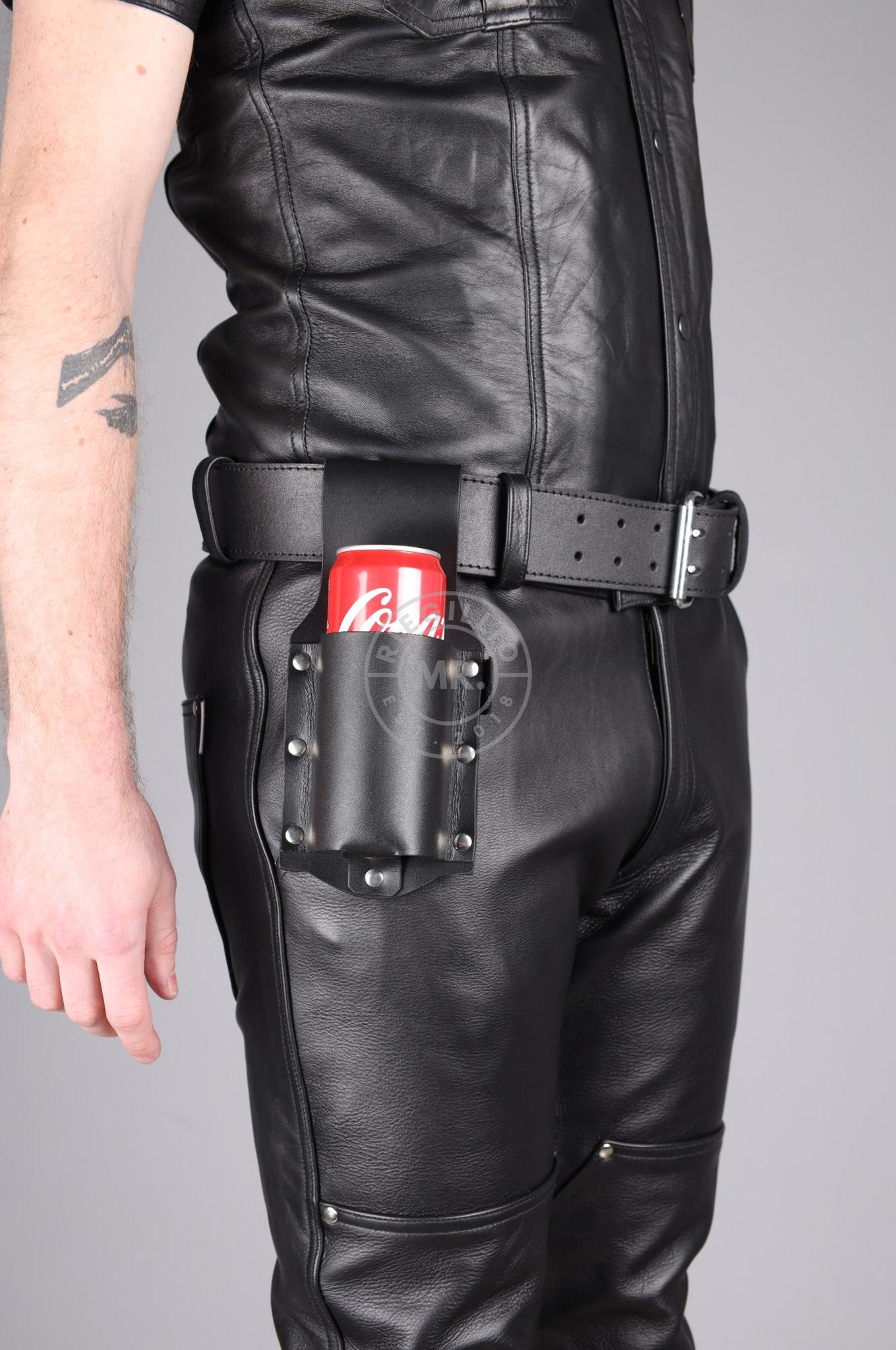 Black Leather Bottle Holder - Small at MR. Riegillio