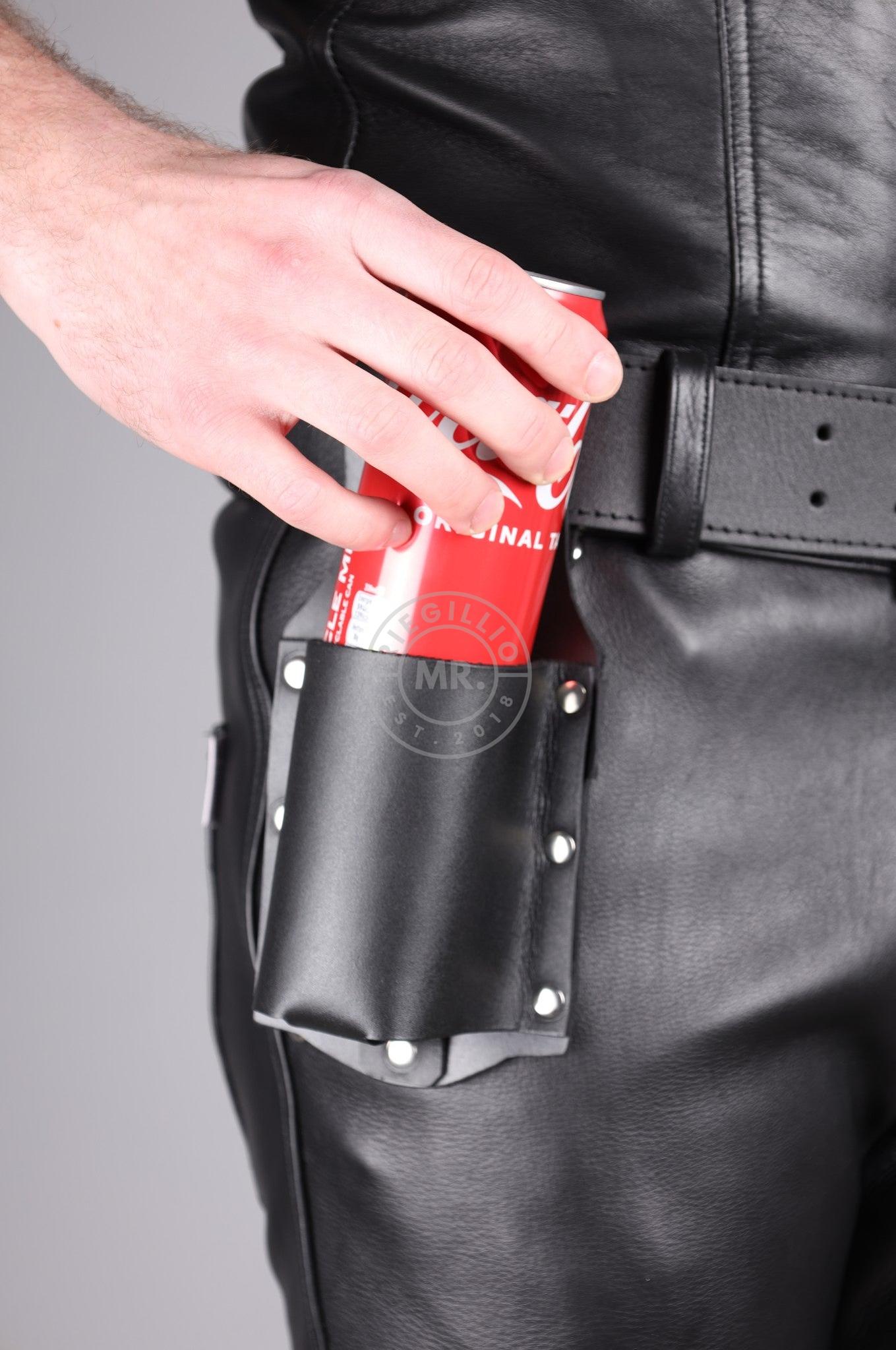 Black Leather Bottle Holder - Small at MR. Riegillio