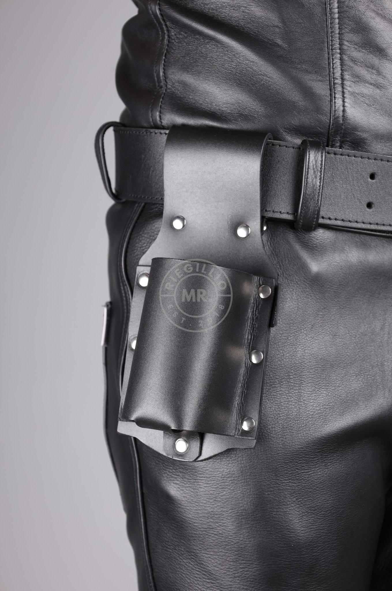 Black Leather Bottle Holder - Small at MR. Riegillio