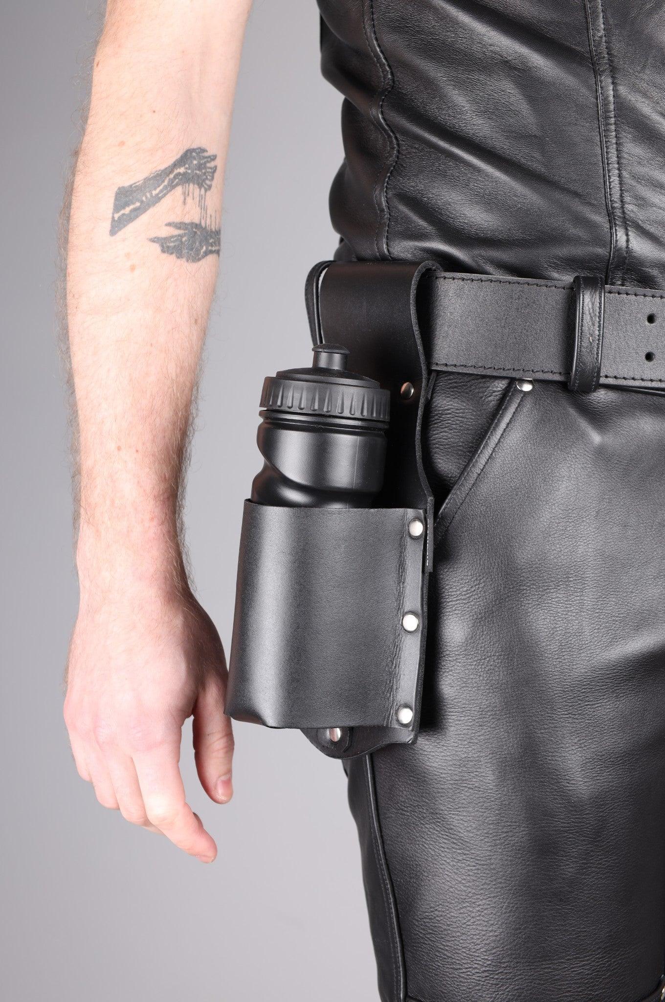 Black Leather Bottle Holder - Large at MR. Riegillio