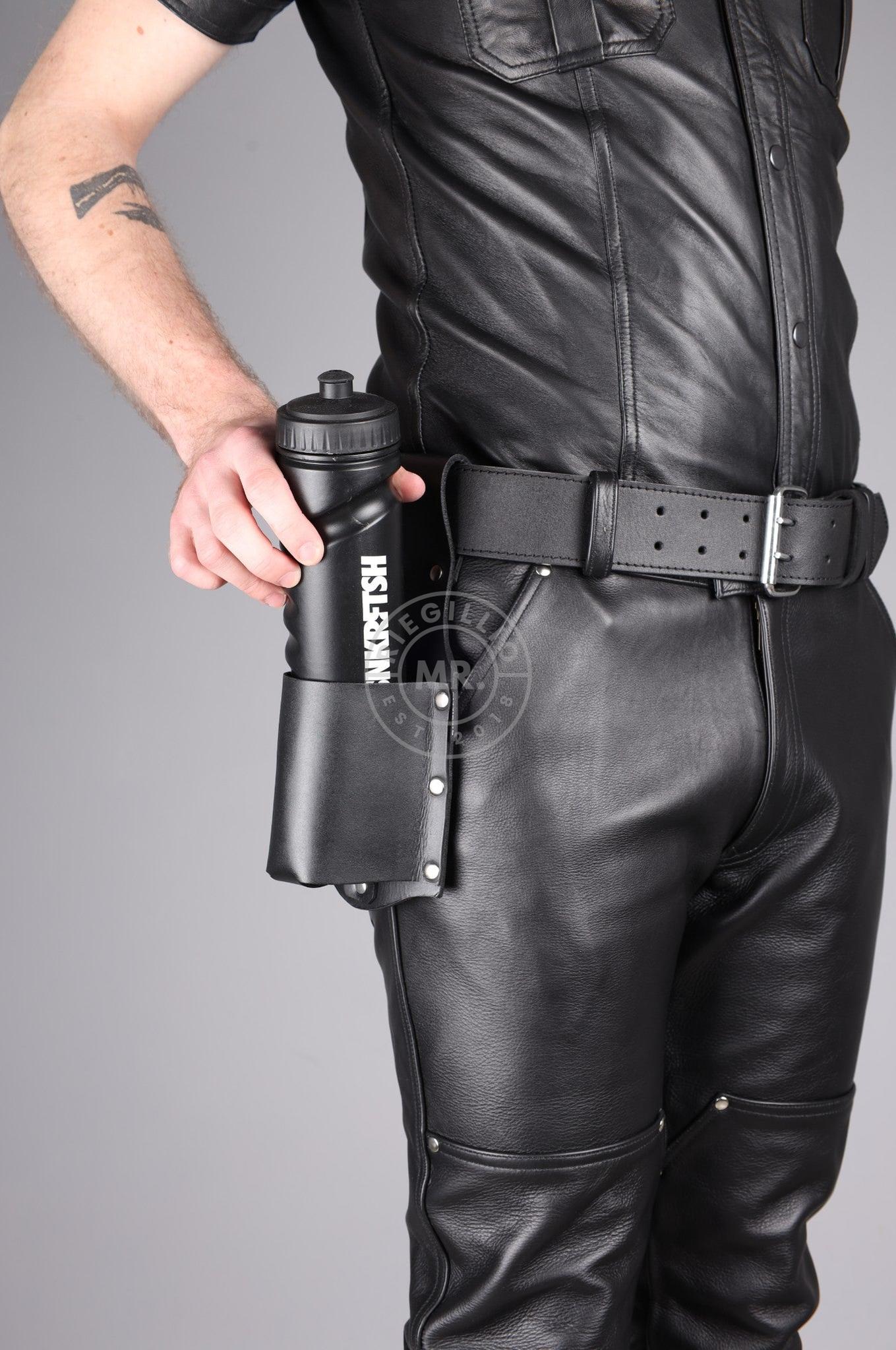 Black Leather Bottle Holder - Large at MR. Riegillio