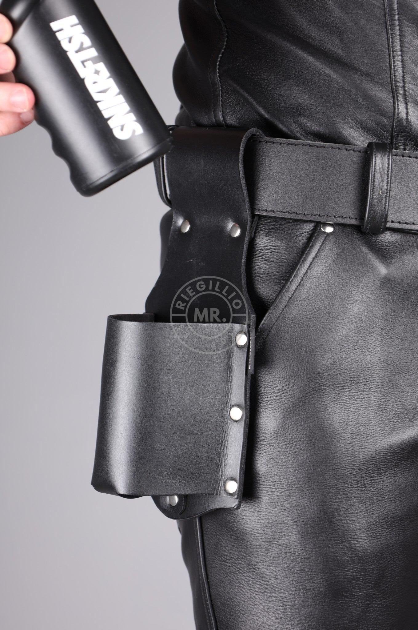 Black Leather Bottle Holder - Large at MR. Riegillio
