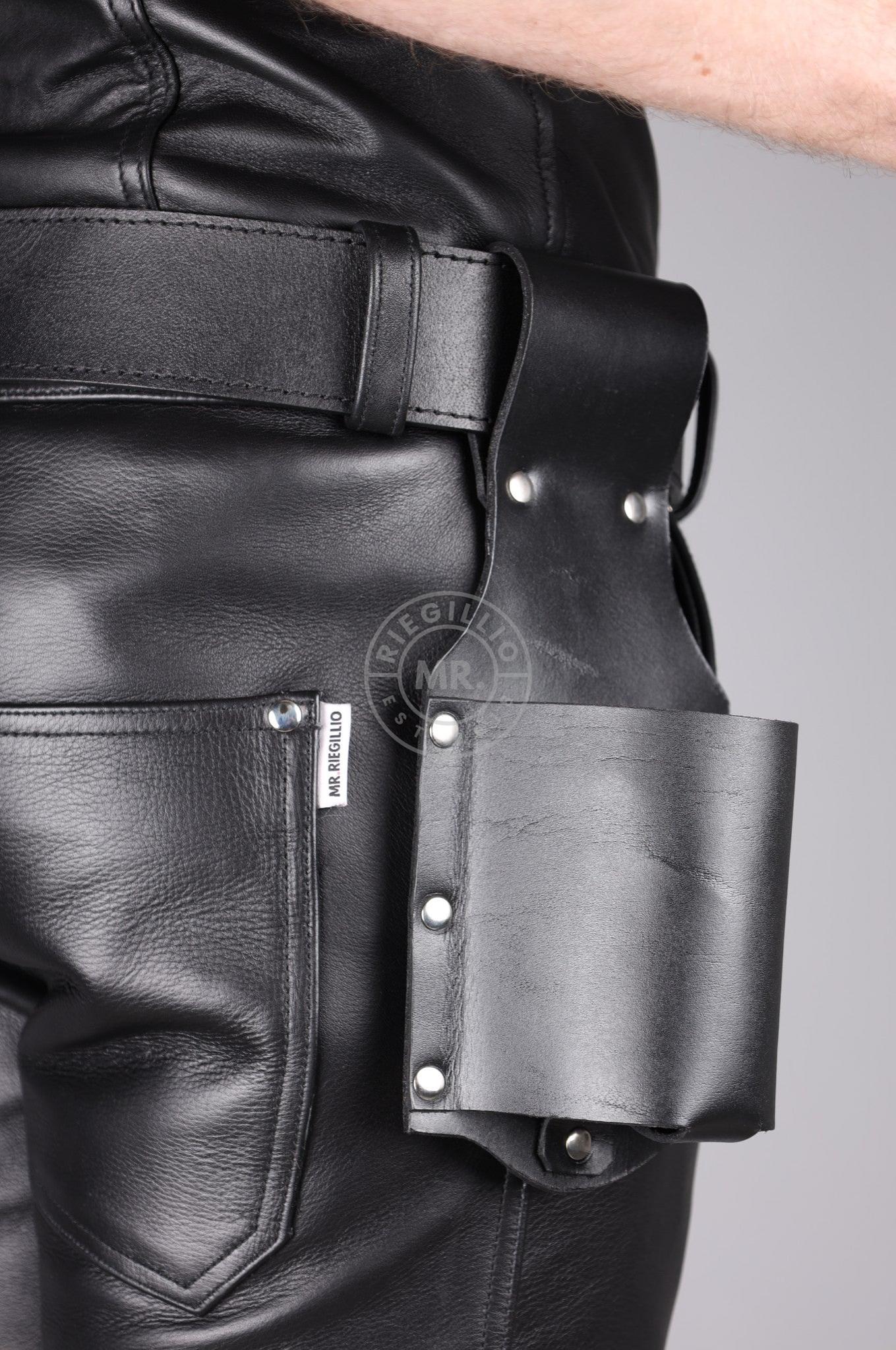 Black Leather Bottle Holder - Large at MR. Riegillio