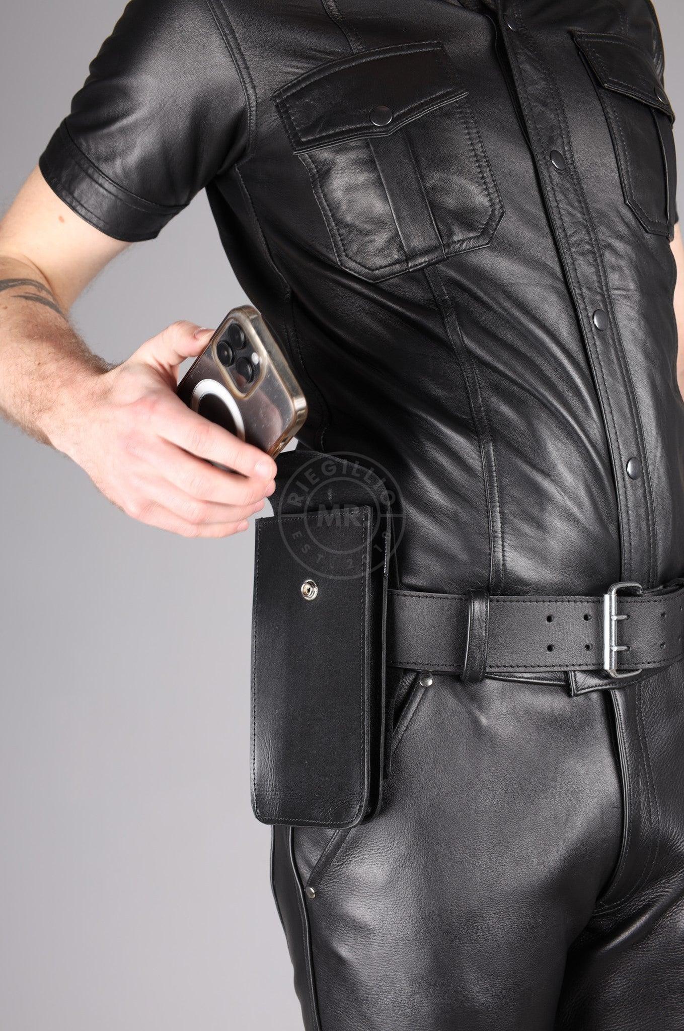Black Leather Phone Case - Large at MR. Riegillio