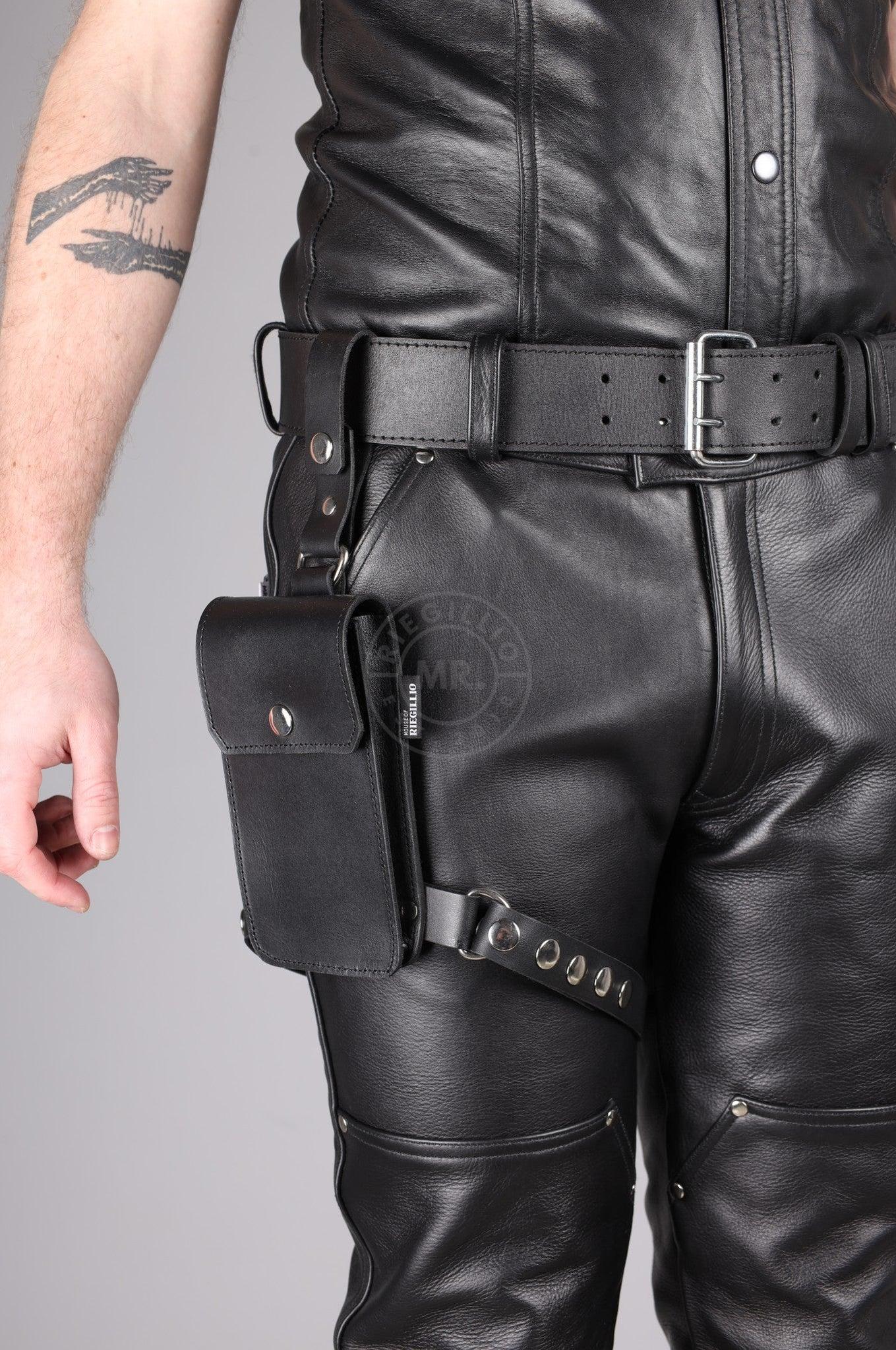 Black Leather Leg Pouch - One size at MR. Riegillio