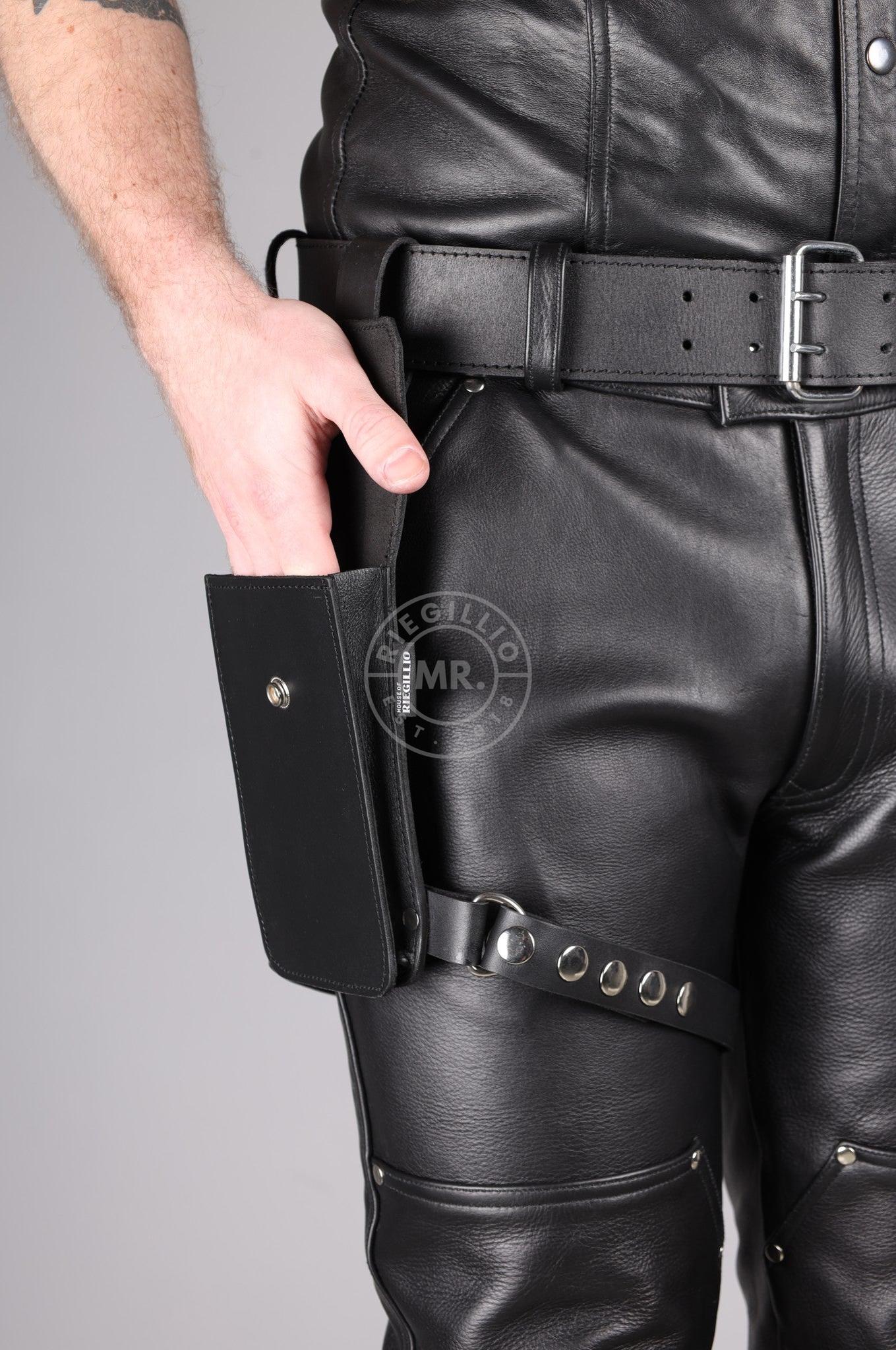 Black Leather Leg Pouch - One size at MR. Riegillio