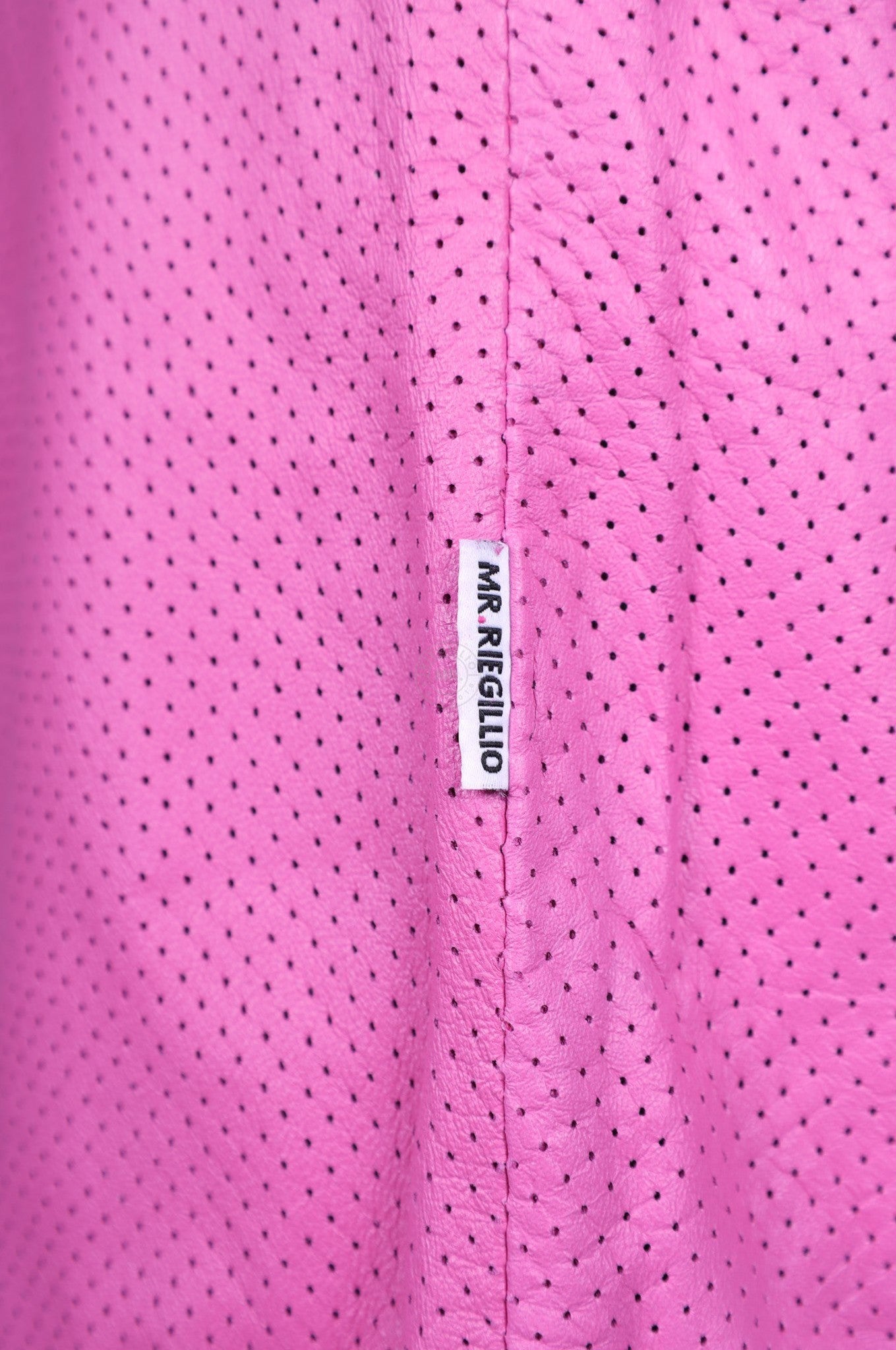 Bright Pink Leather Perforated T-Shirt at MR. Riegillio