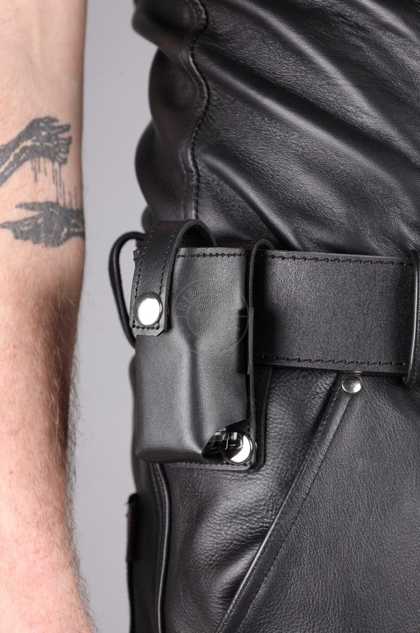 Black Leather Poppers Holder - Large at MR. Riegillio