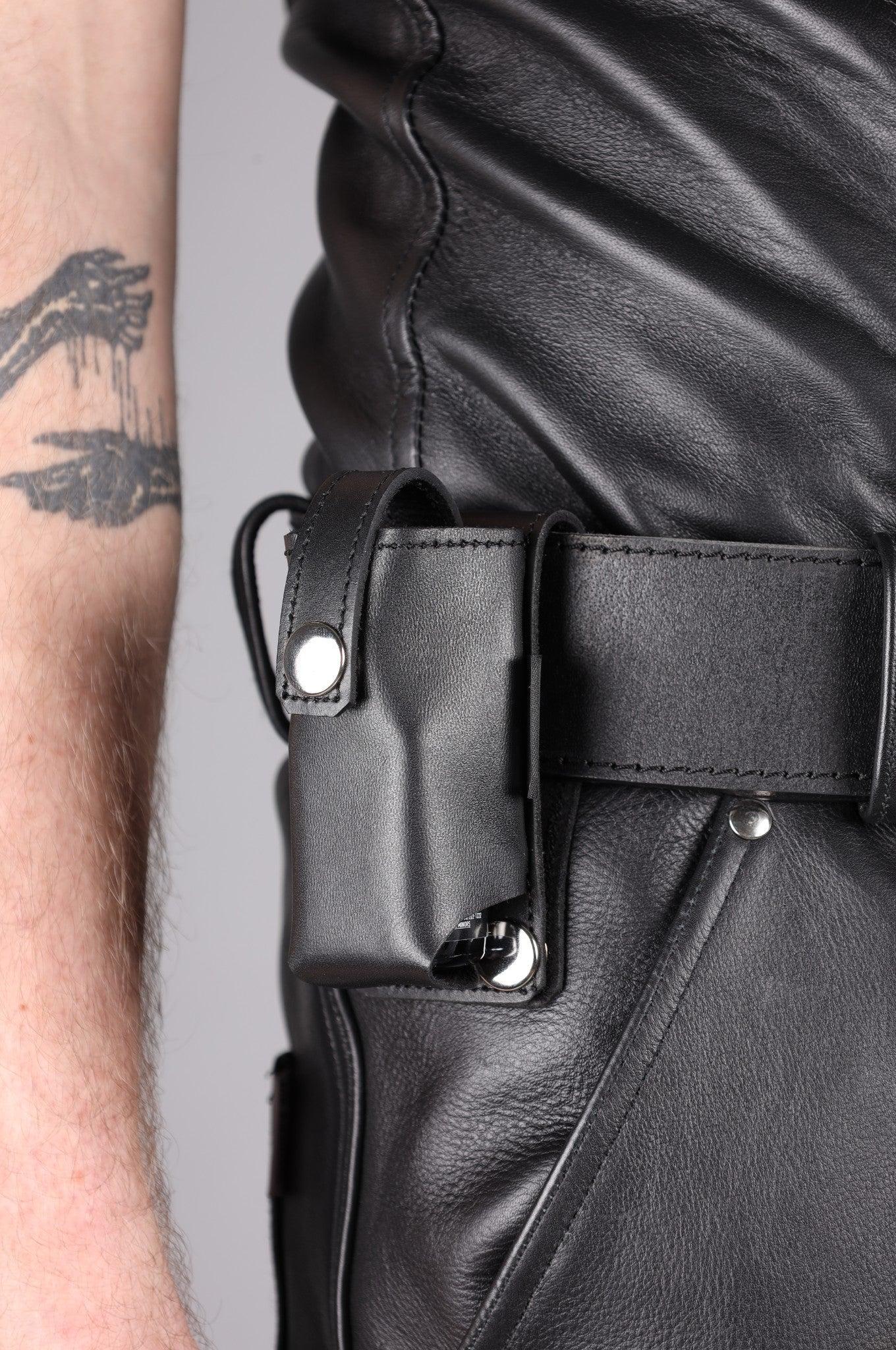 Black Leather Poppers Holder - Large at MR. Riegillio