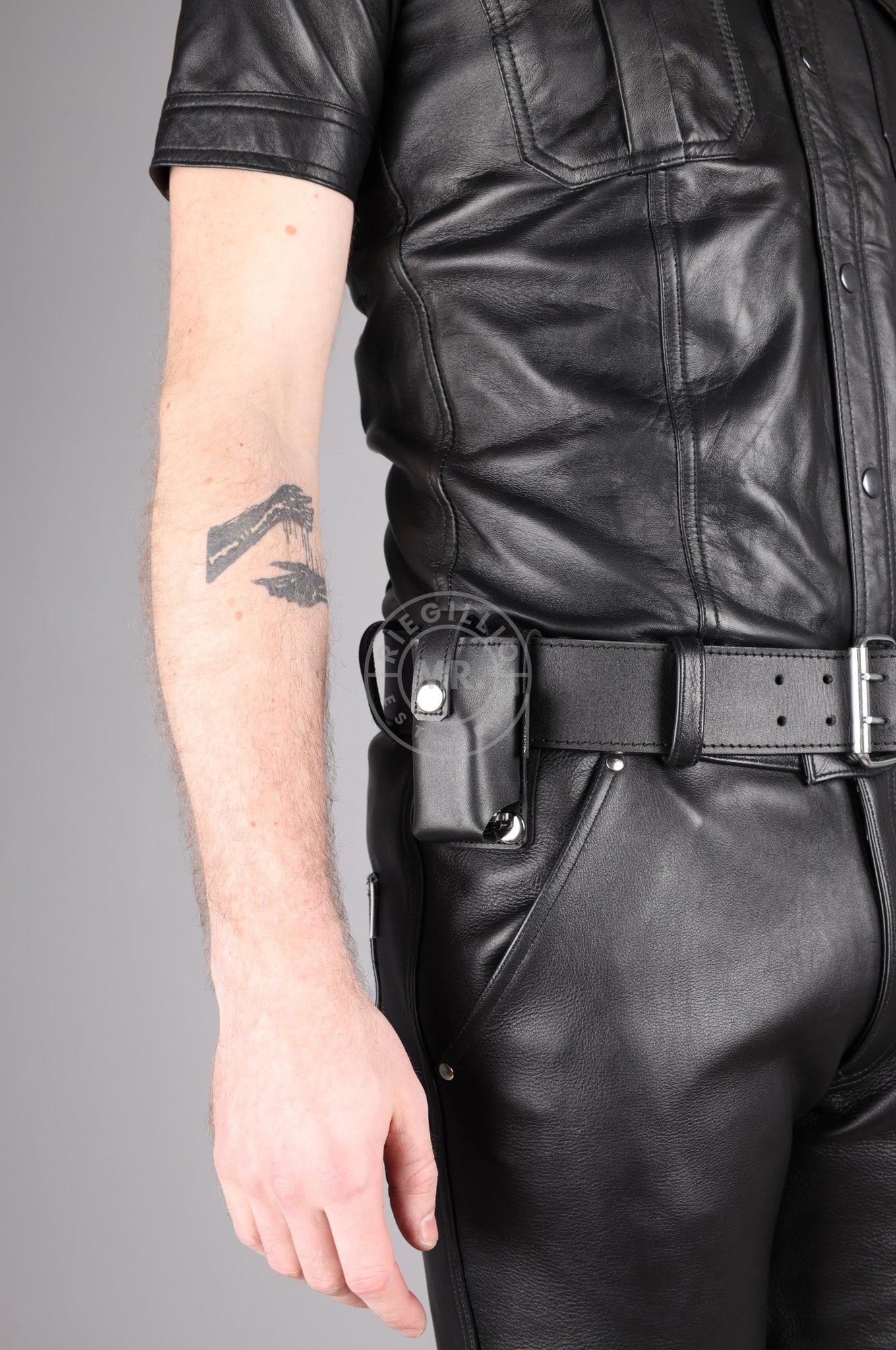 Black Leather Poppers Holder - Large at MR. Riegillio
