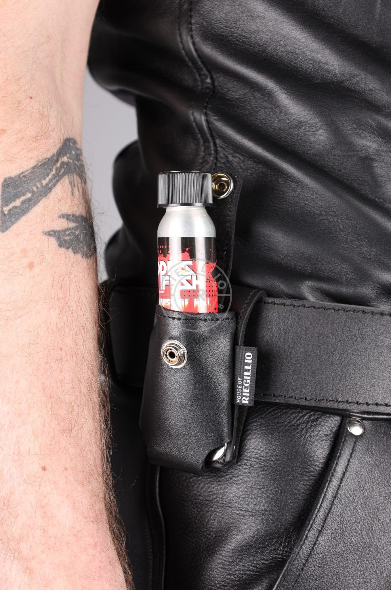 Black Leather Poppers Holder - Small at MR. Riegillio