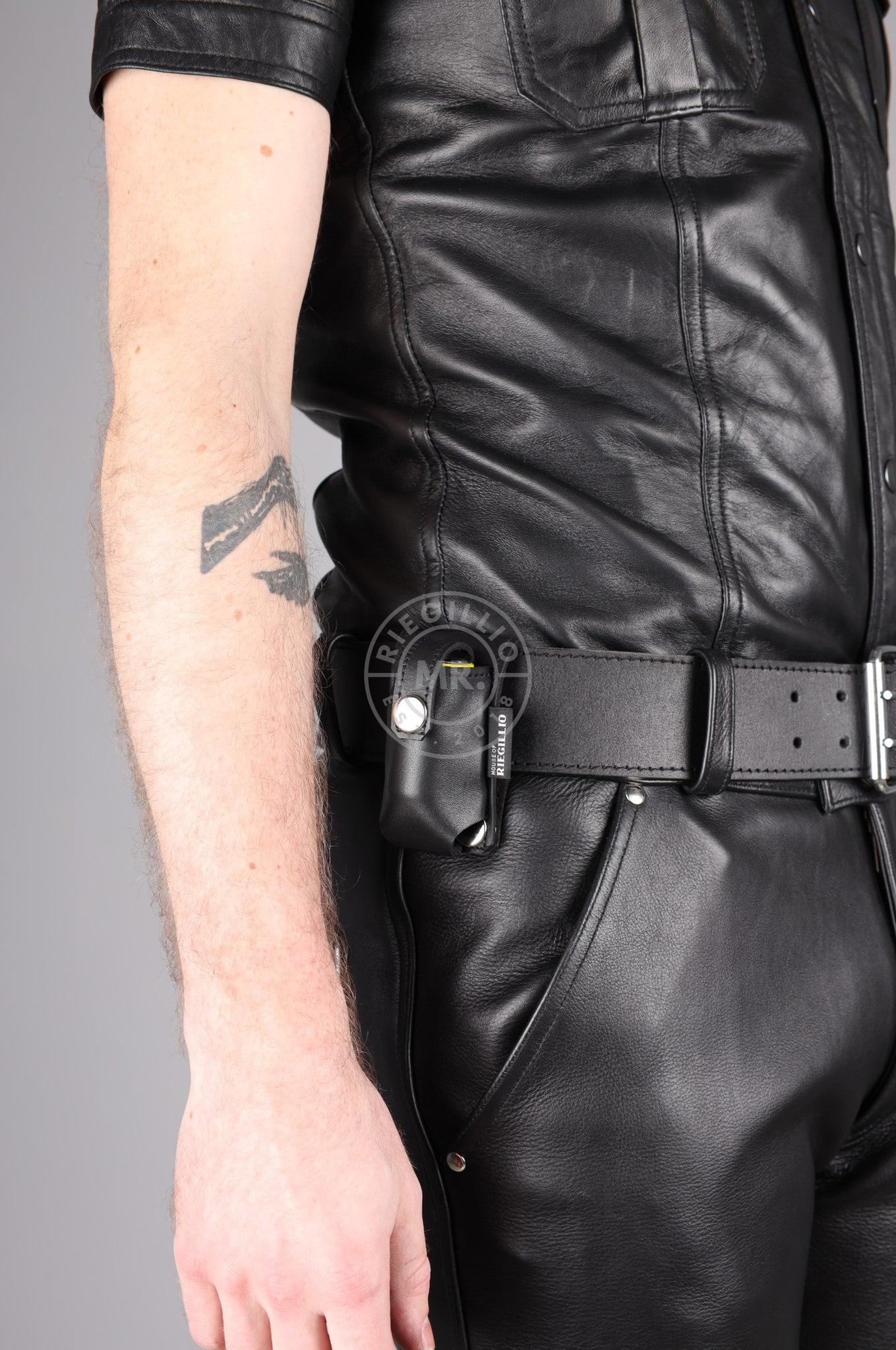 Black Leather Poppers Holder - Small at MR. Riegillio