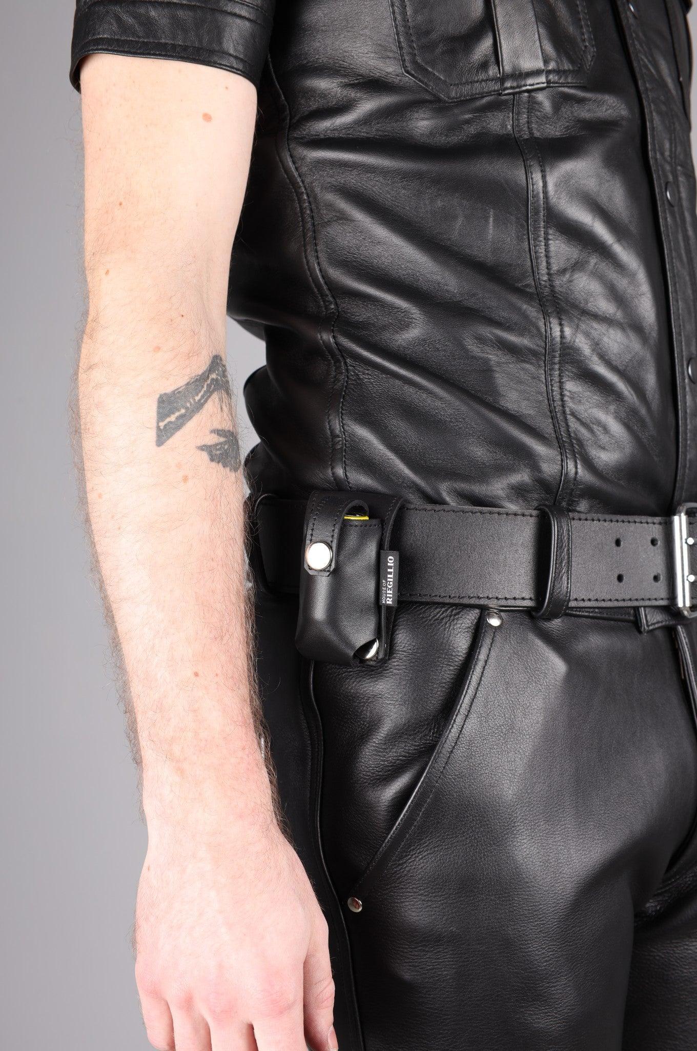 Black Leather Poppers Holder - Small at MR. Riegillio