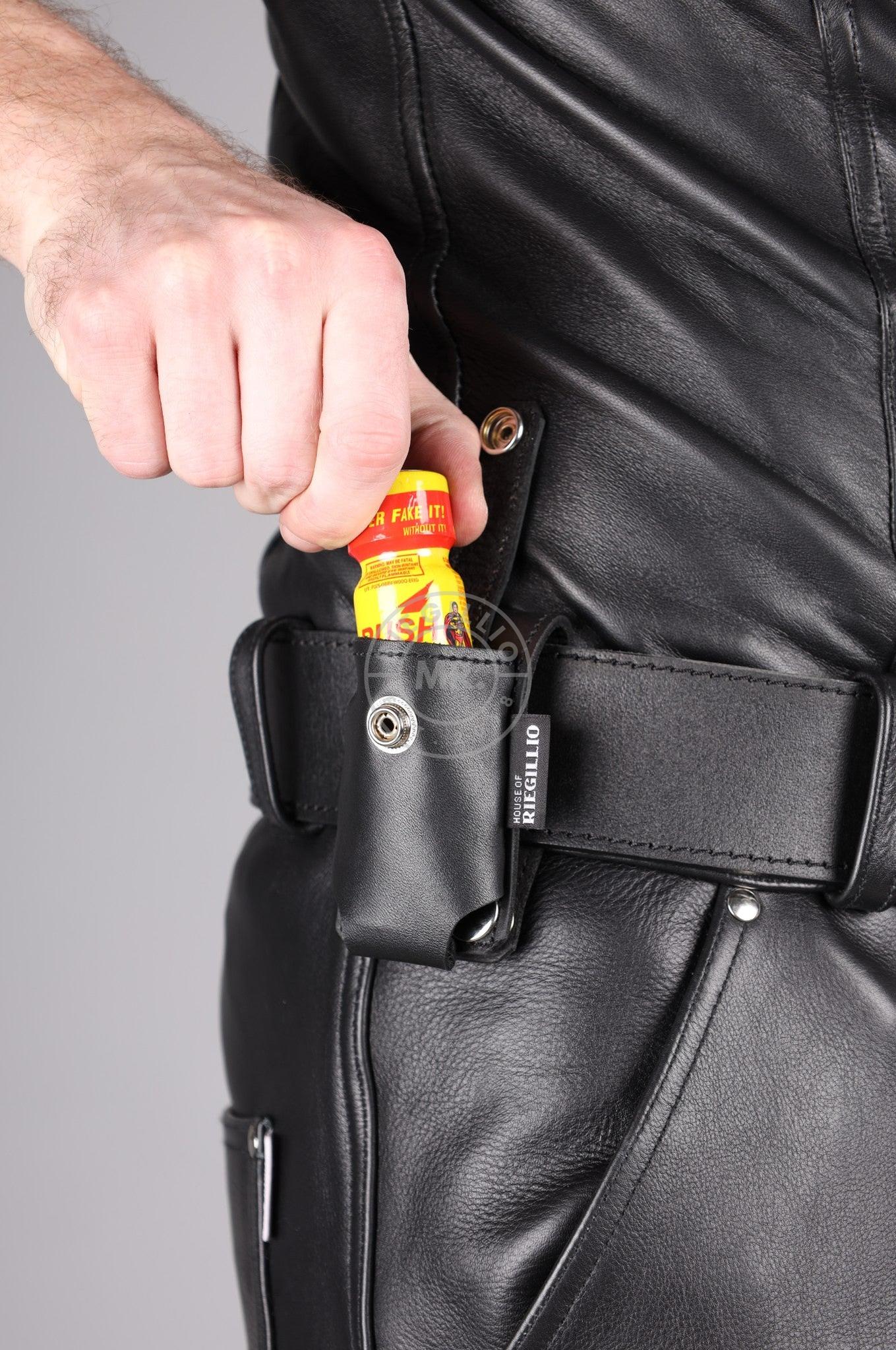 Black Leather Poppers Holder - Small at MR. Riegillio