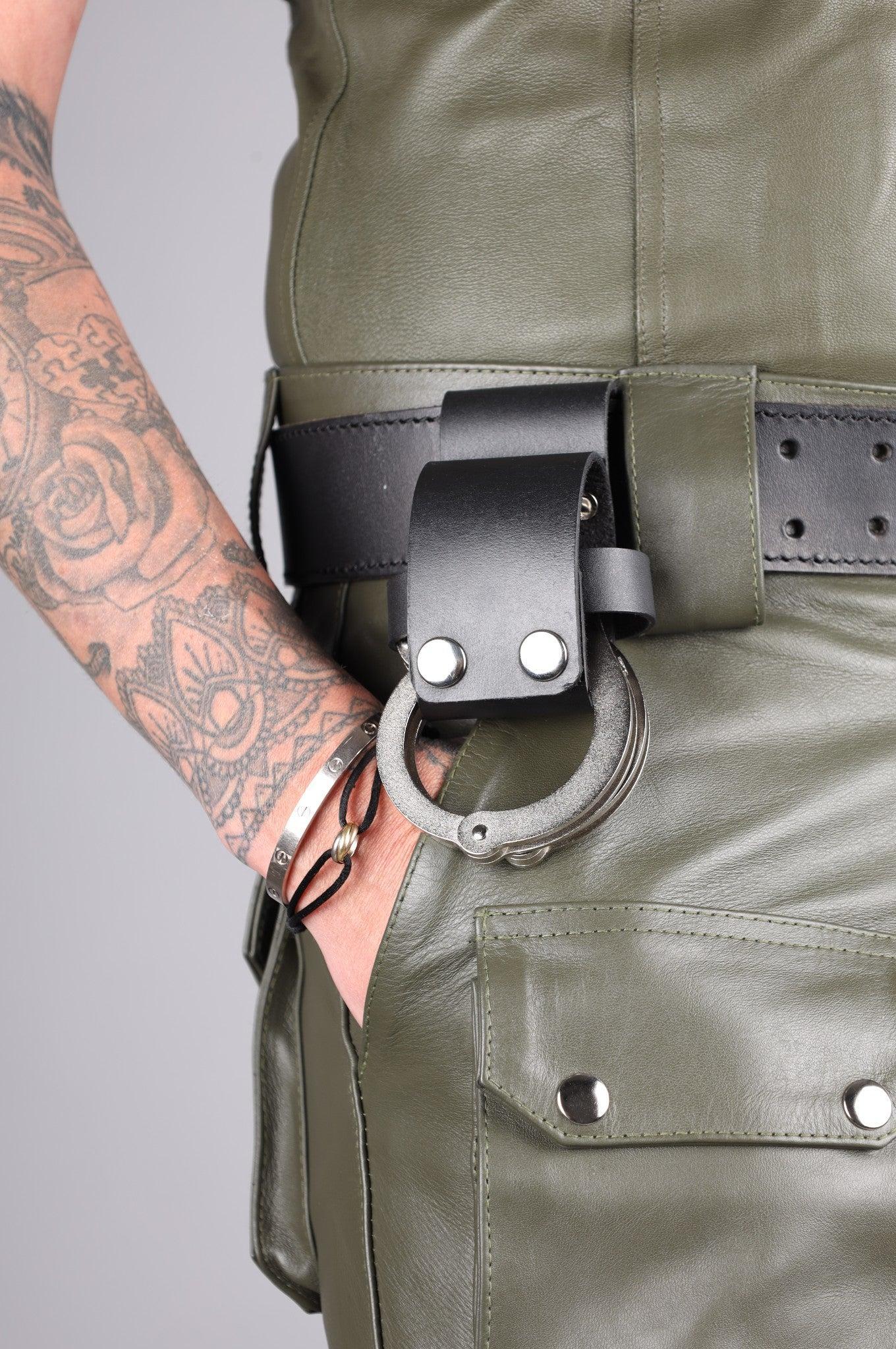 Black Leather Handcuffs Holder at MR. Riegillio