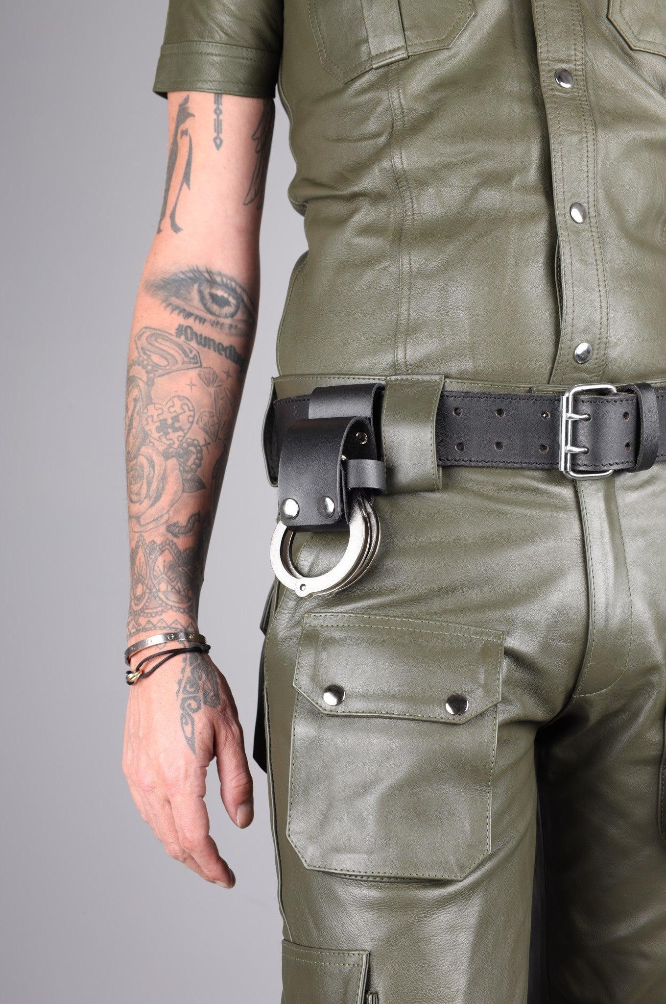 Black Leather Handcuffs Holder at MR. Riegillio