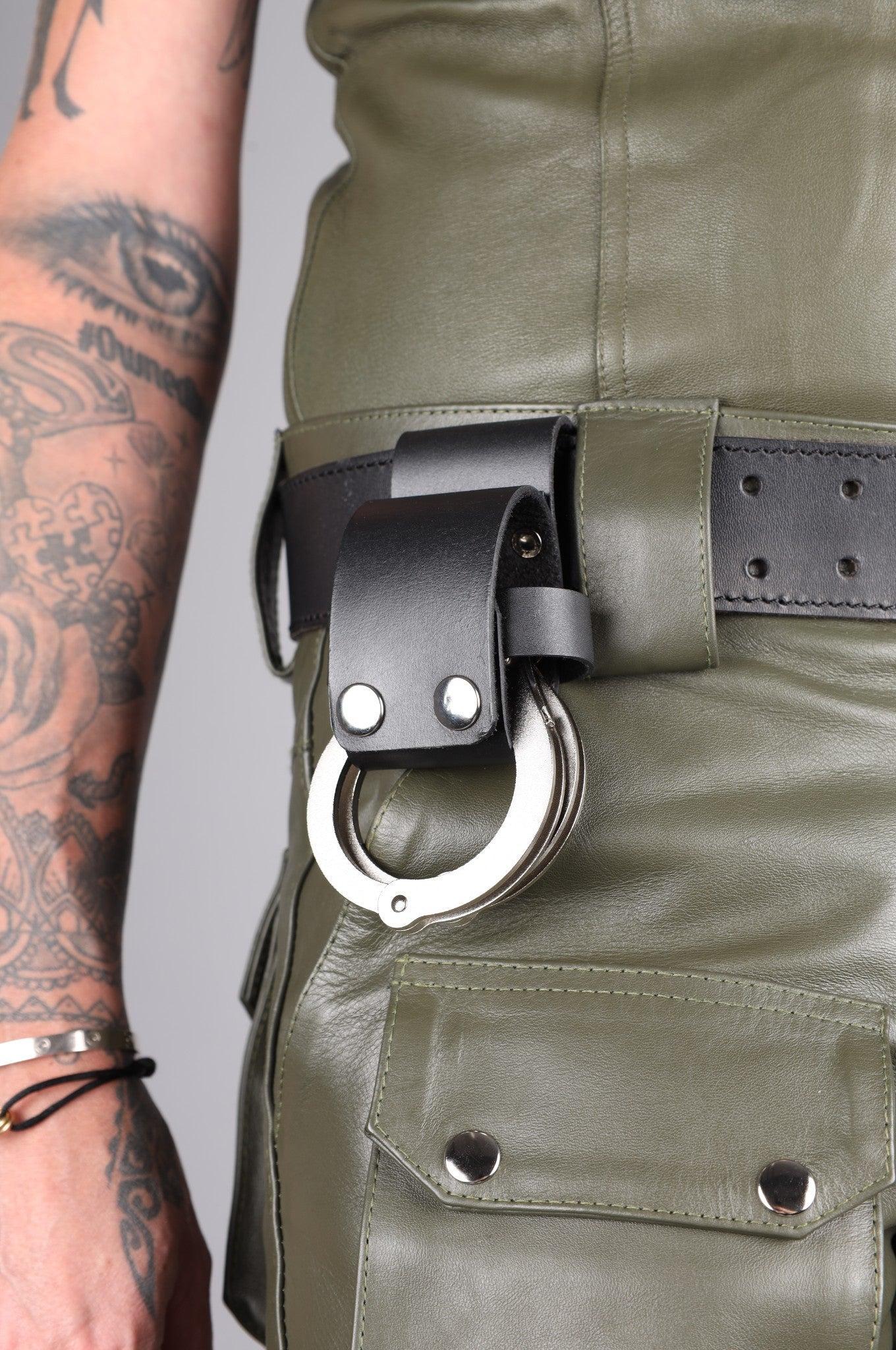 Black Leather Handcuffs Holder at MR. Riegillio