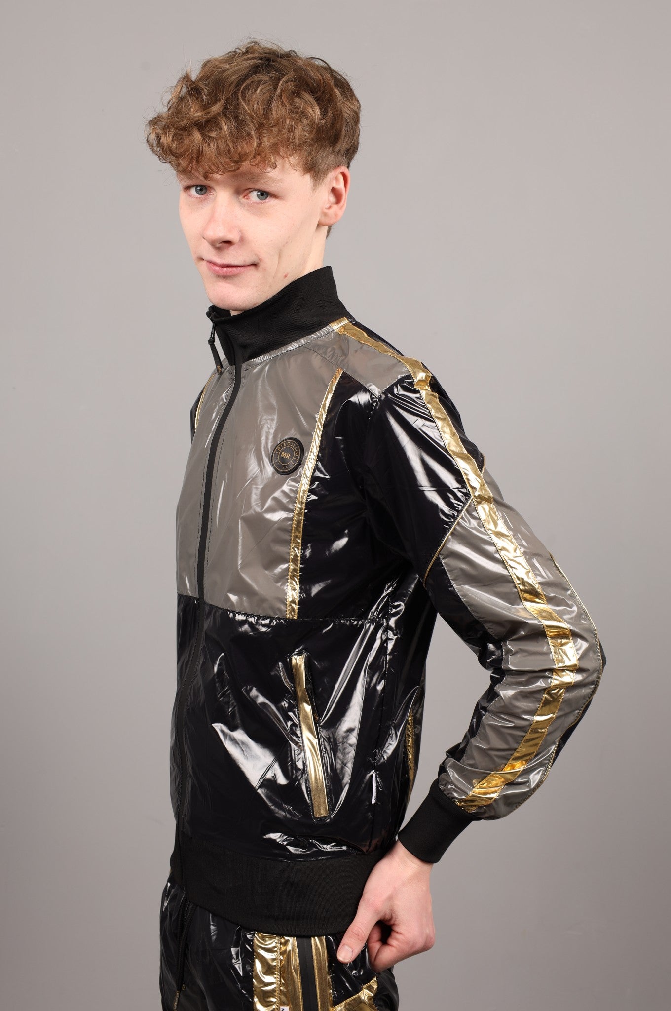 Shiny Nylon FORT Tracksuit Jacket - Gold