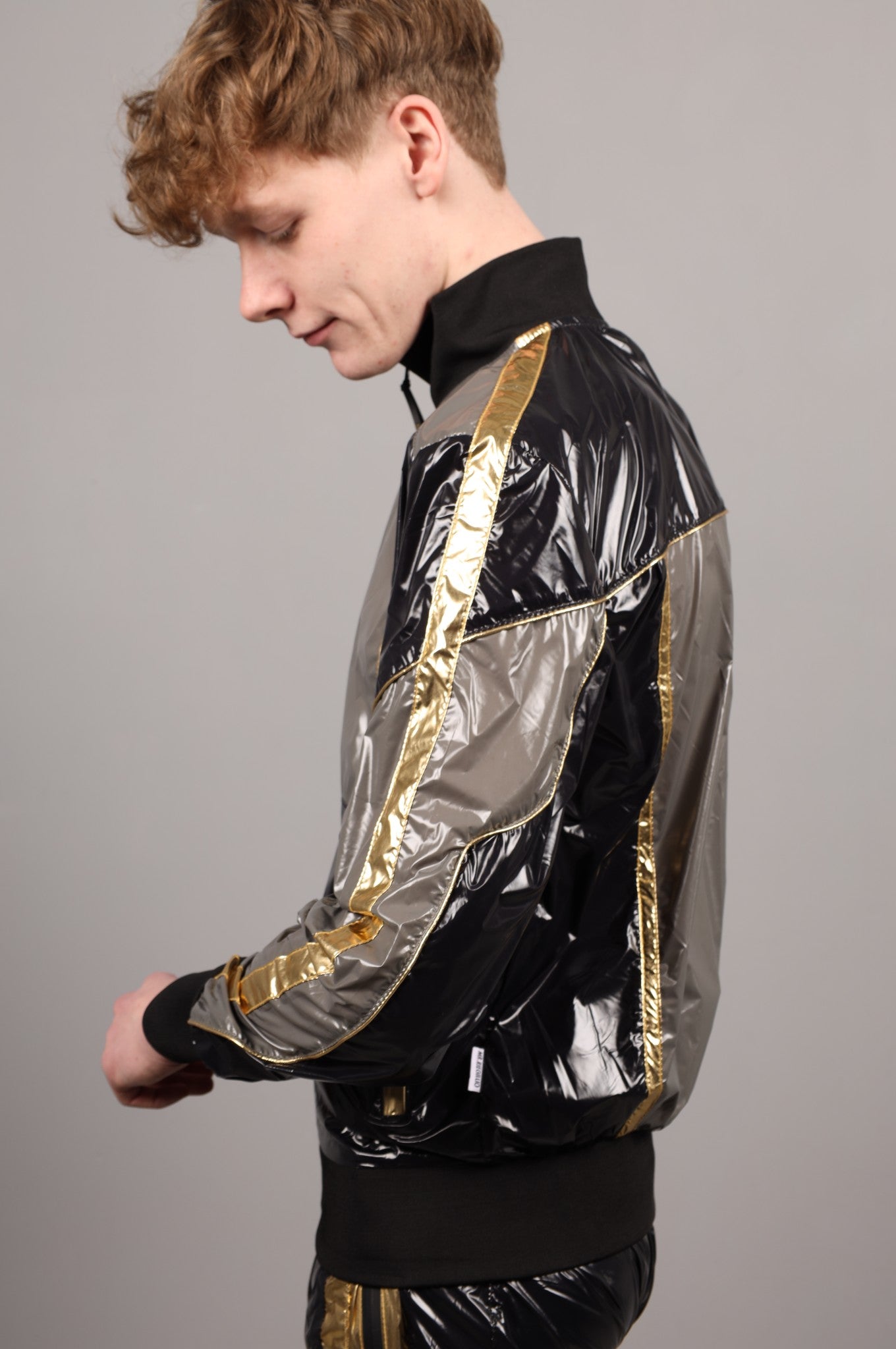Shiny Nylon FORT Tracksuit Jacket - Gold