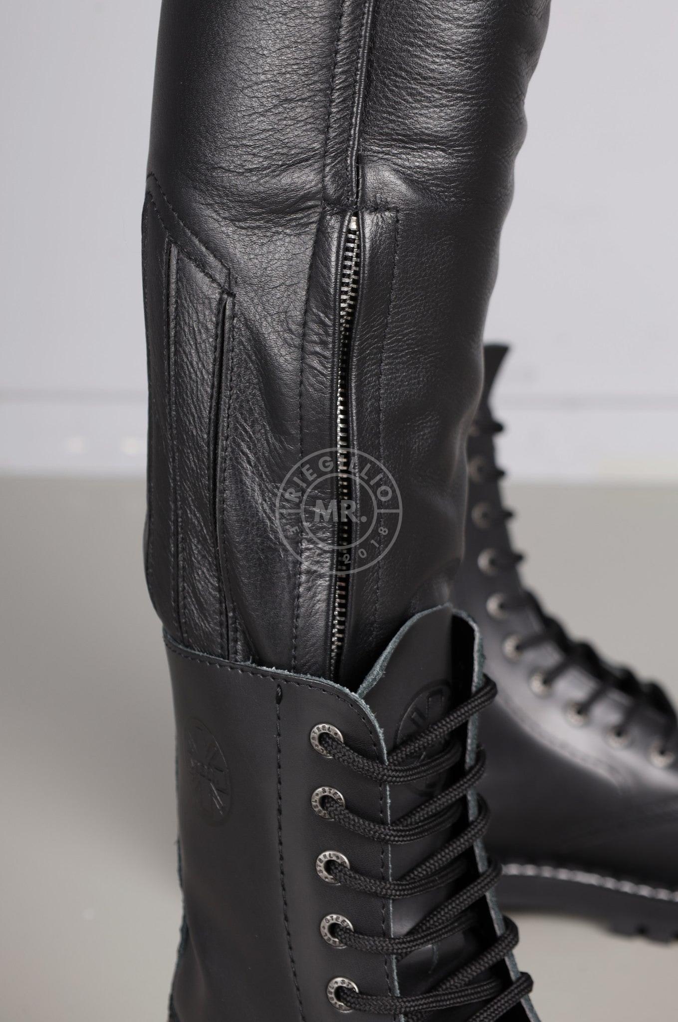 Black Leather Biker Pants at MR. Riegillio