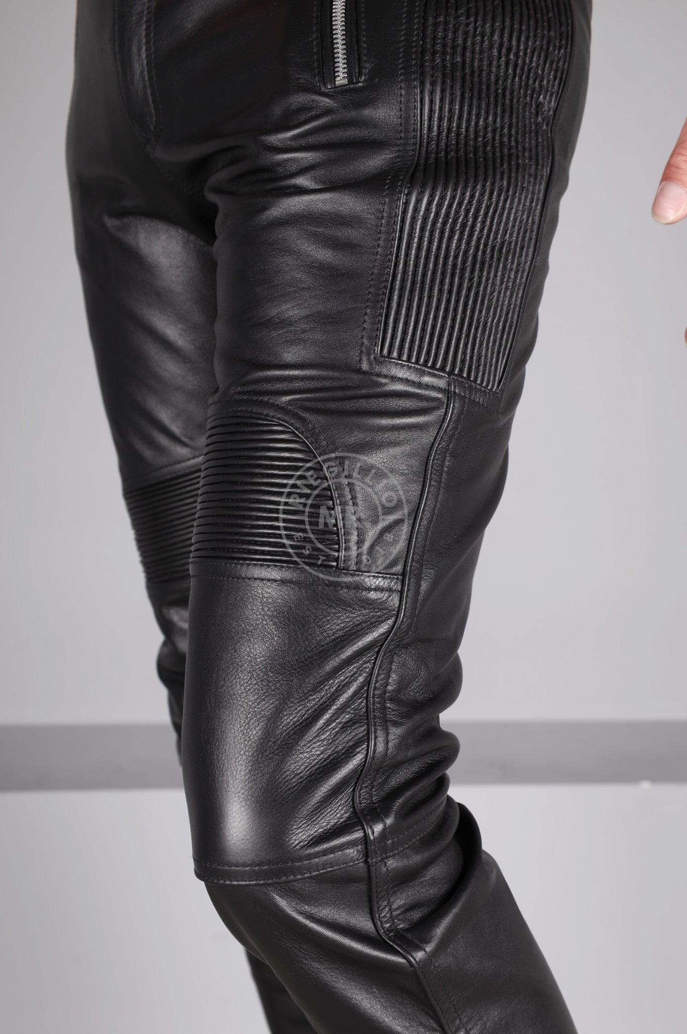Black Leather Biker Pants at MR. Riegillio