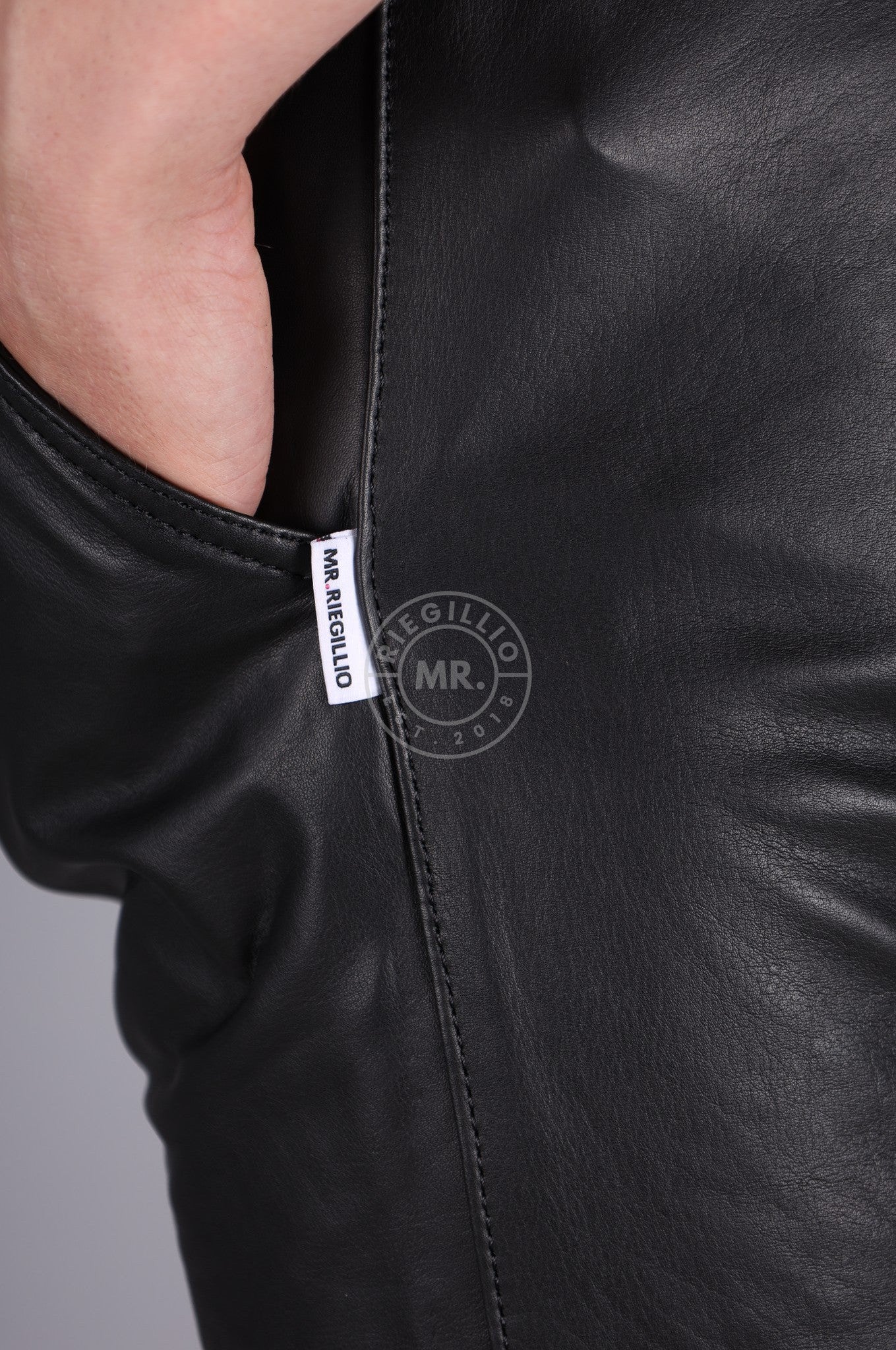 Berlin Black Leather Boxershort - Open Back at MR. Riegillio