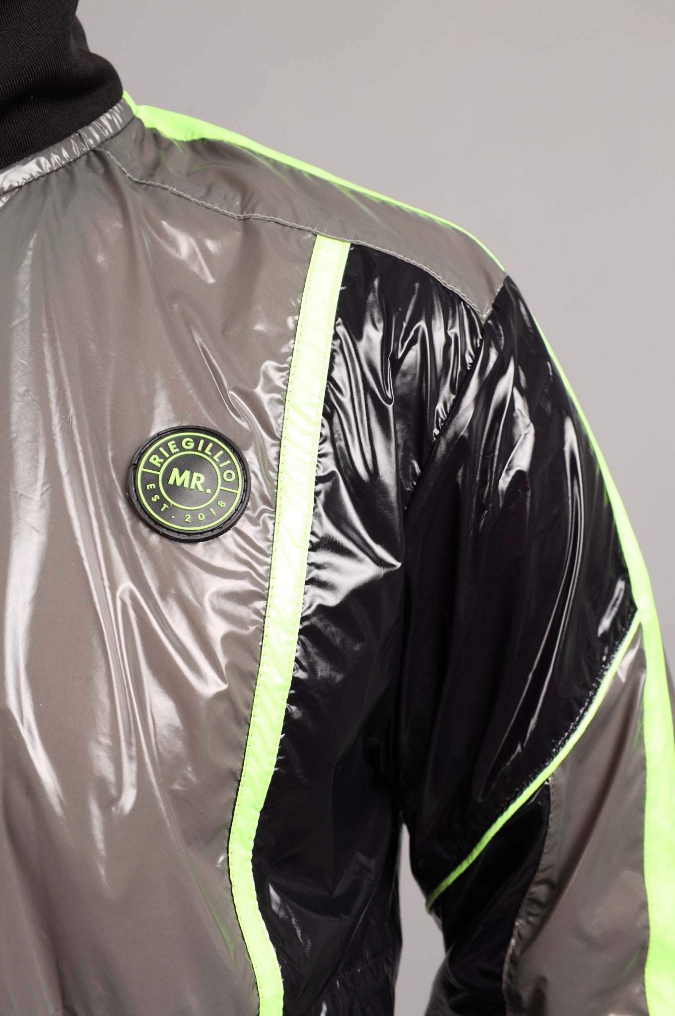 Shiny Nylon FORT Tracksuit Jacket - Neon Green